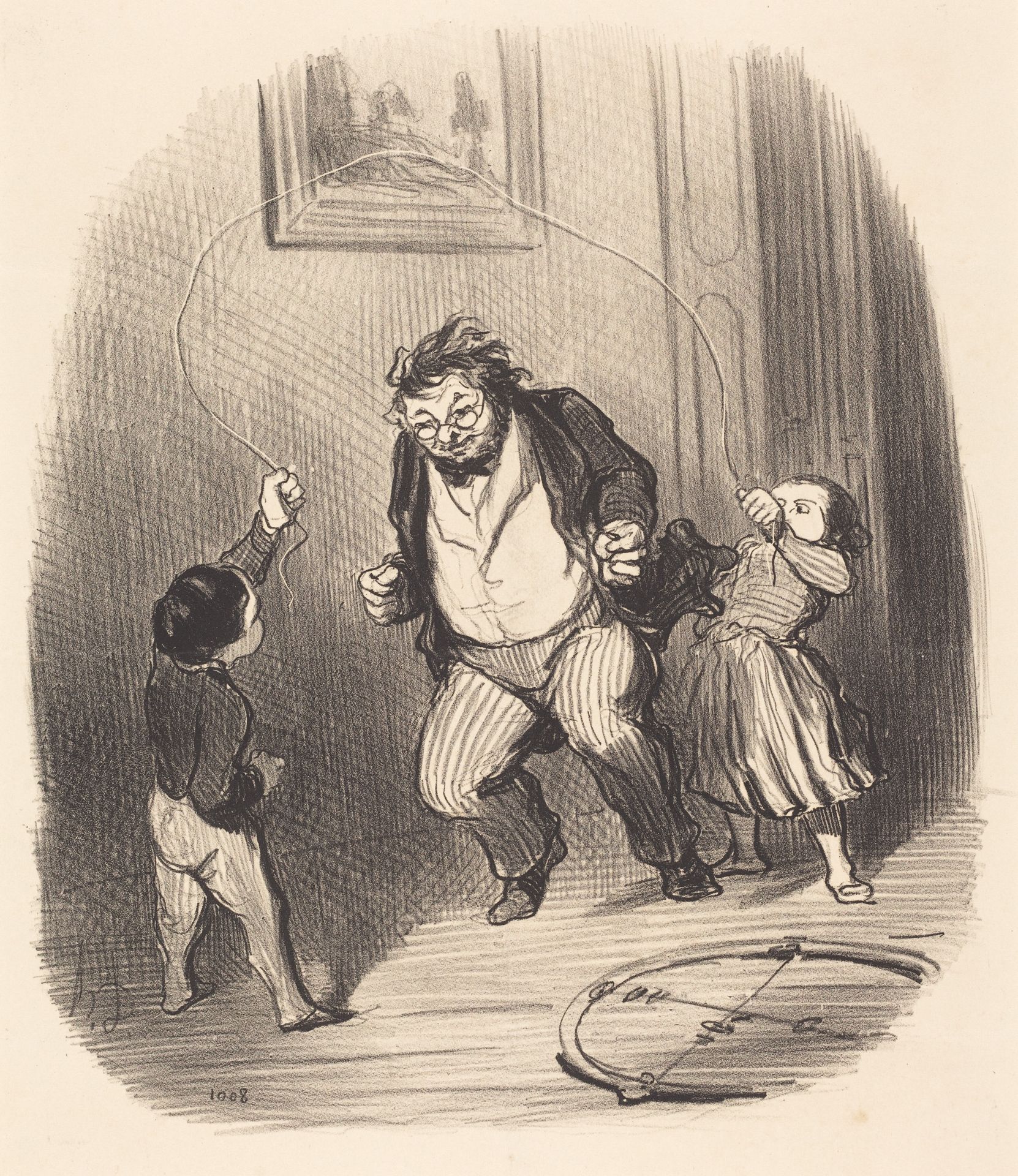 Allons, papa... encore... trente-deux tours!... by Honoré Daumier
