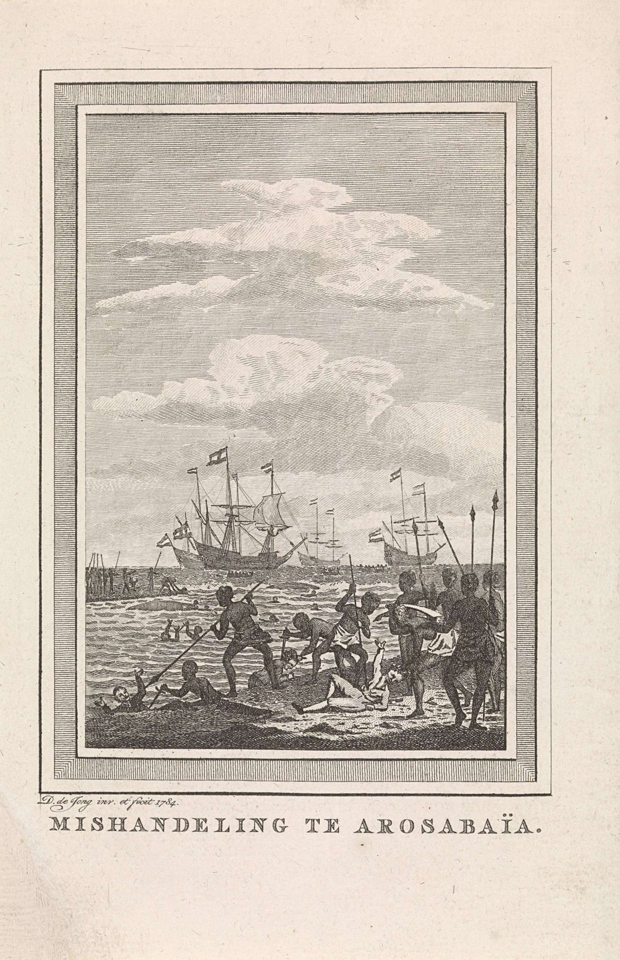 Zeegezicht met de slag bij de Arosbaai op Madura by Dirk de Jong