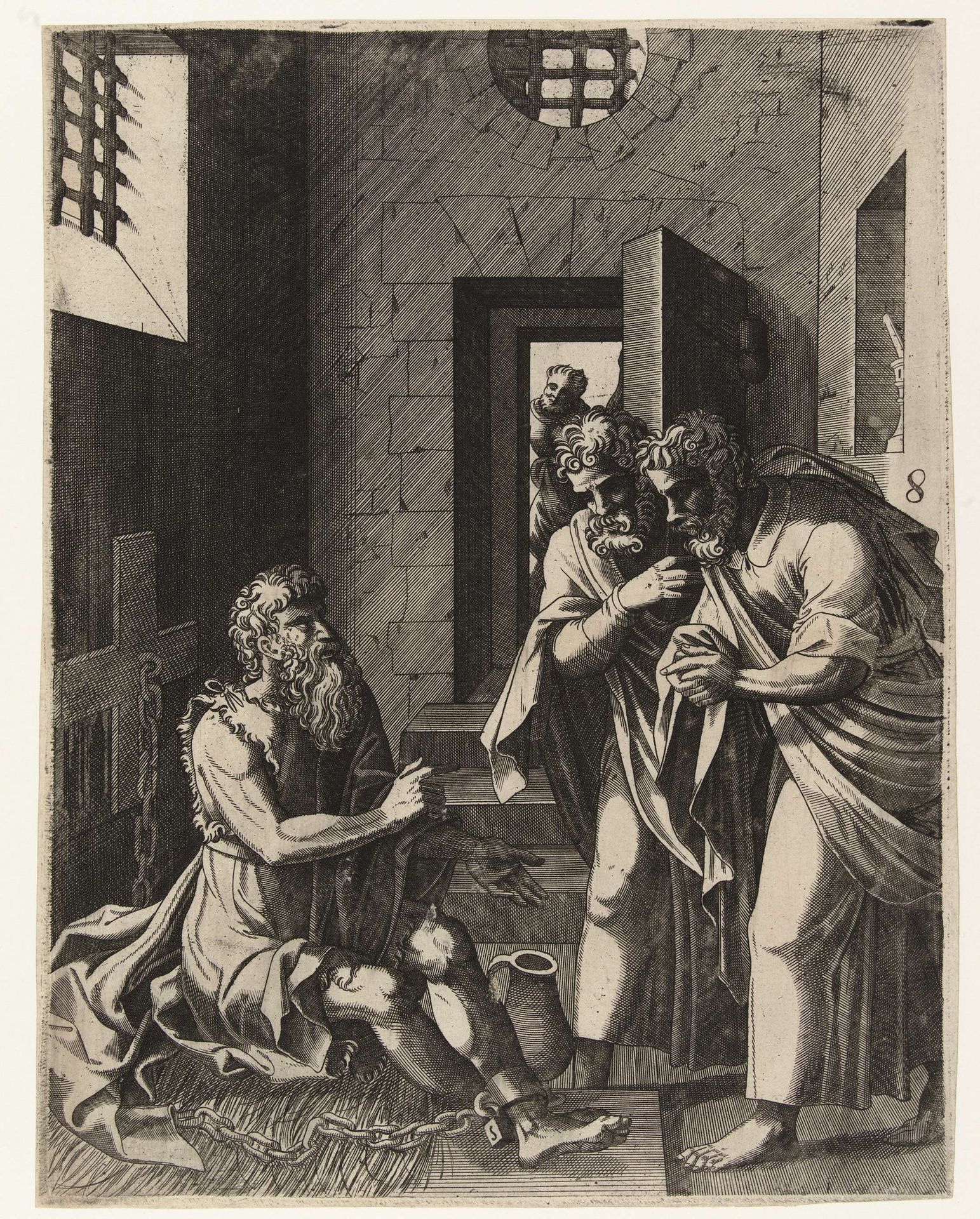 Johannes de Doper in de gevangenis by Hans Liefrinck