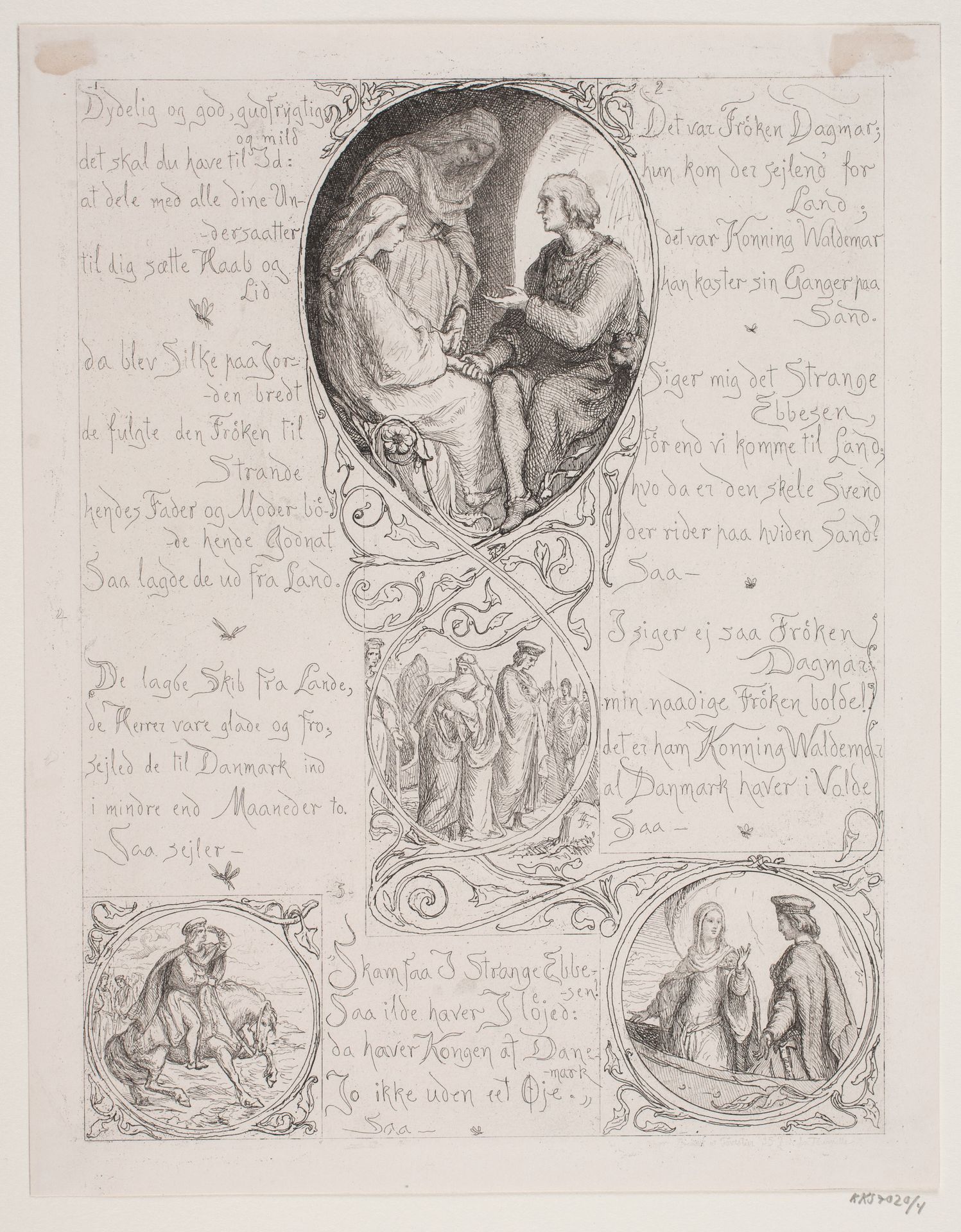 Illustration nr. 4 til "Visen om Dronning Dagmars ankomst til Danmark" by Lorenz Frølich