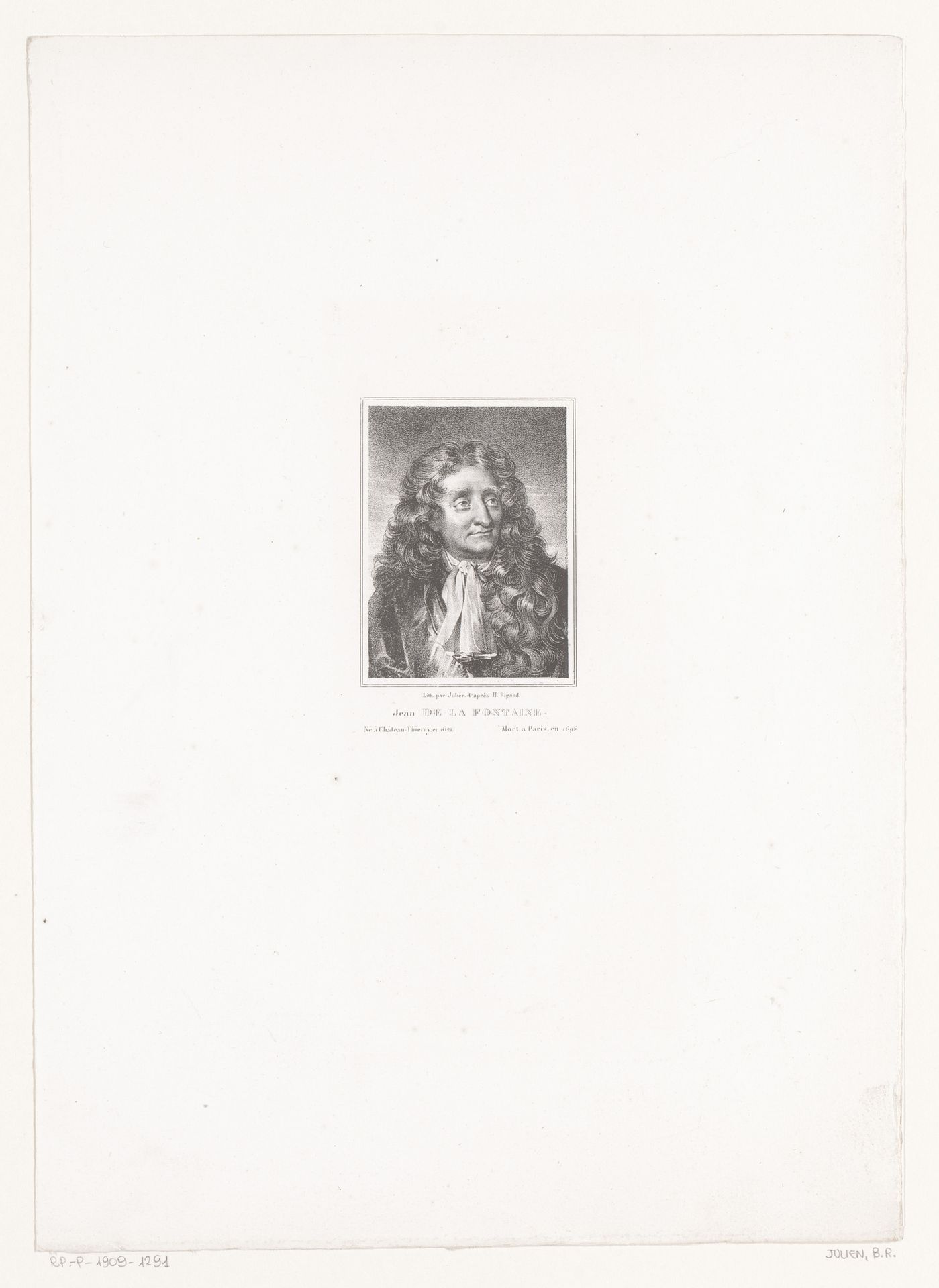 Portret van Jean de La Fontaine by Bernard Romain Julien