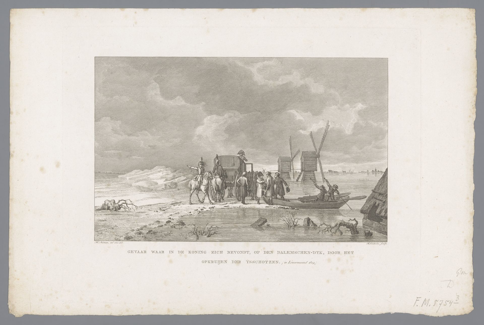 Lodewijk Napoleon op de Dalemse dijk, 1809 by Reinier Vinkeles