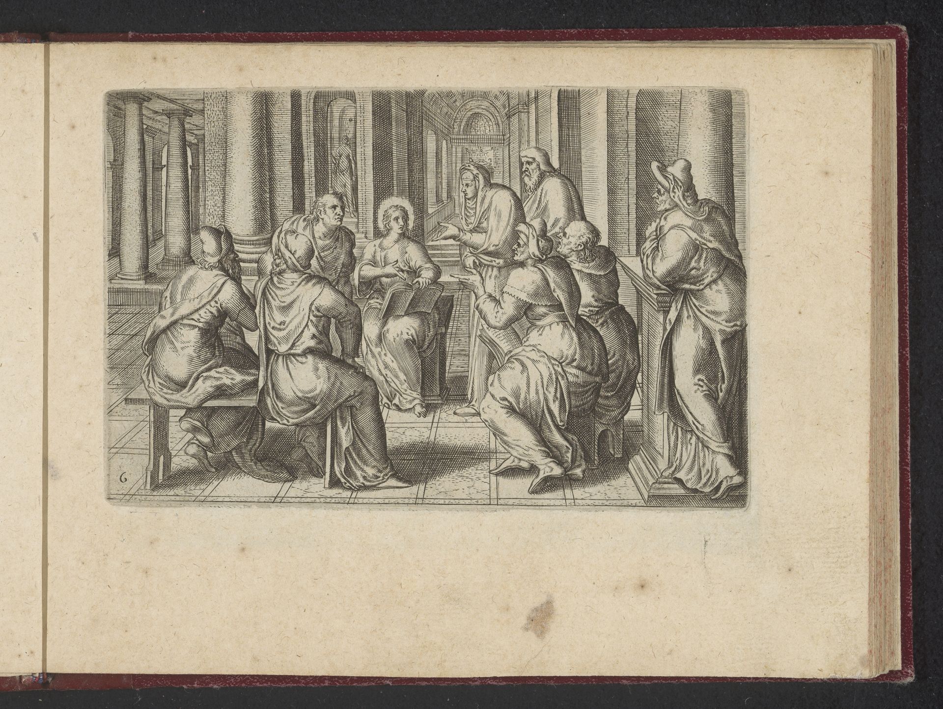 Christus als twaalfjarige tussen de schriftgeleerden in de tempel by Philips Galle