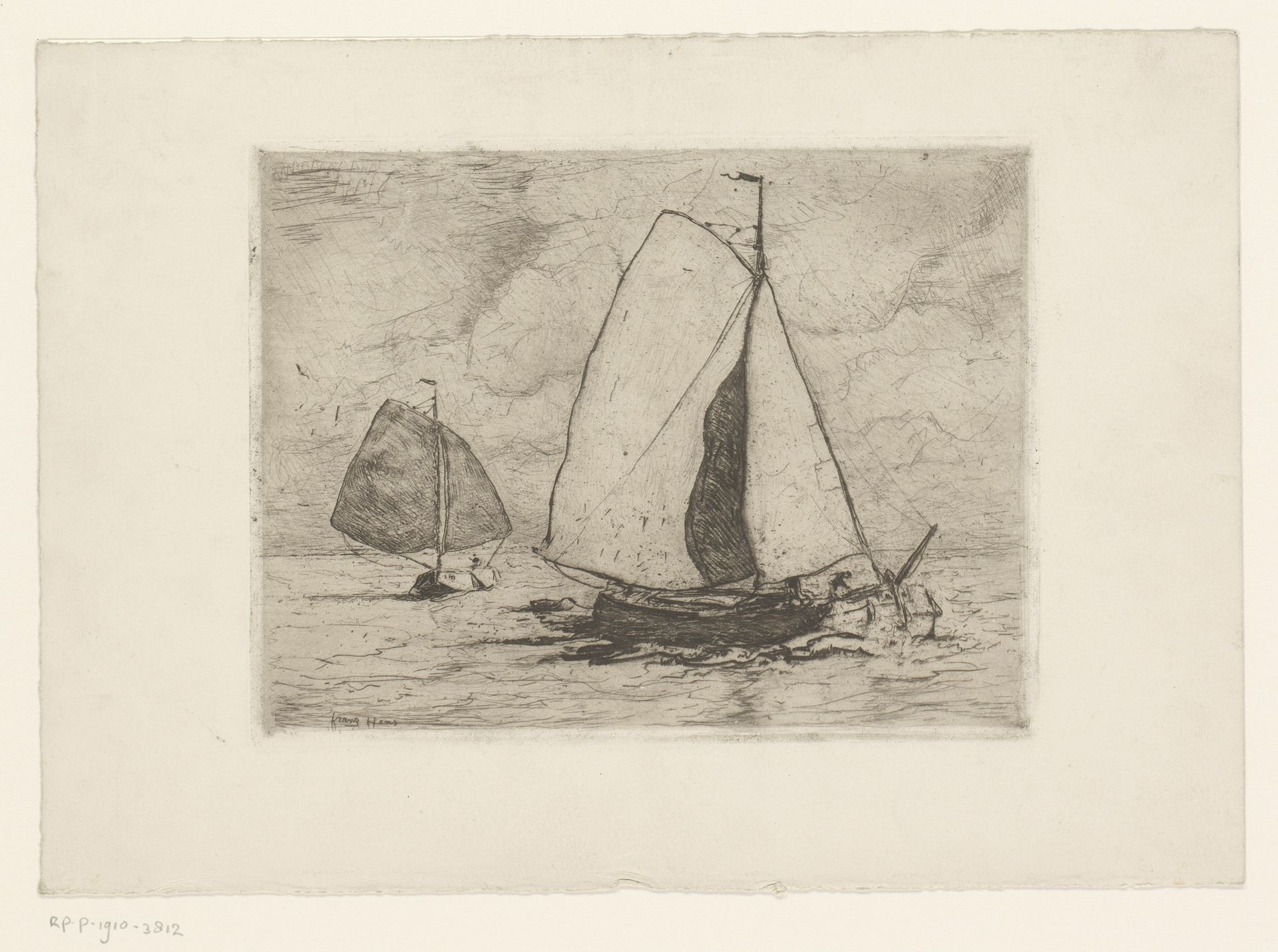 Twee zeilschepen op het water by Frans Hens
