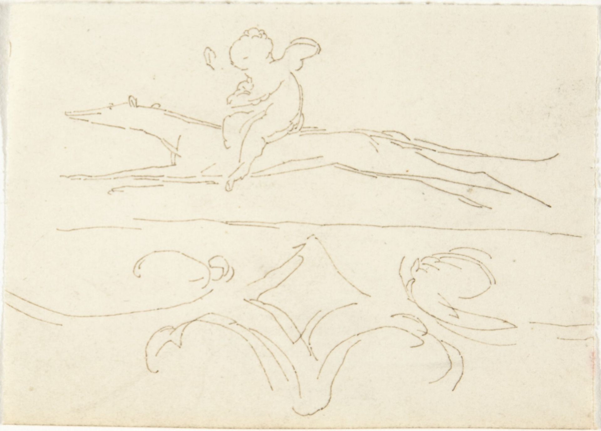 Sketch of a Child Riding a Dog by William Pitts