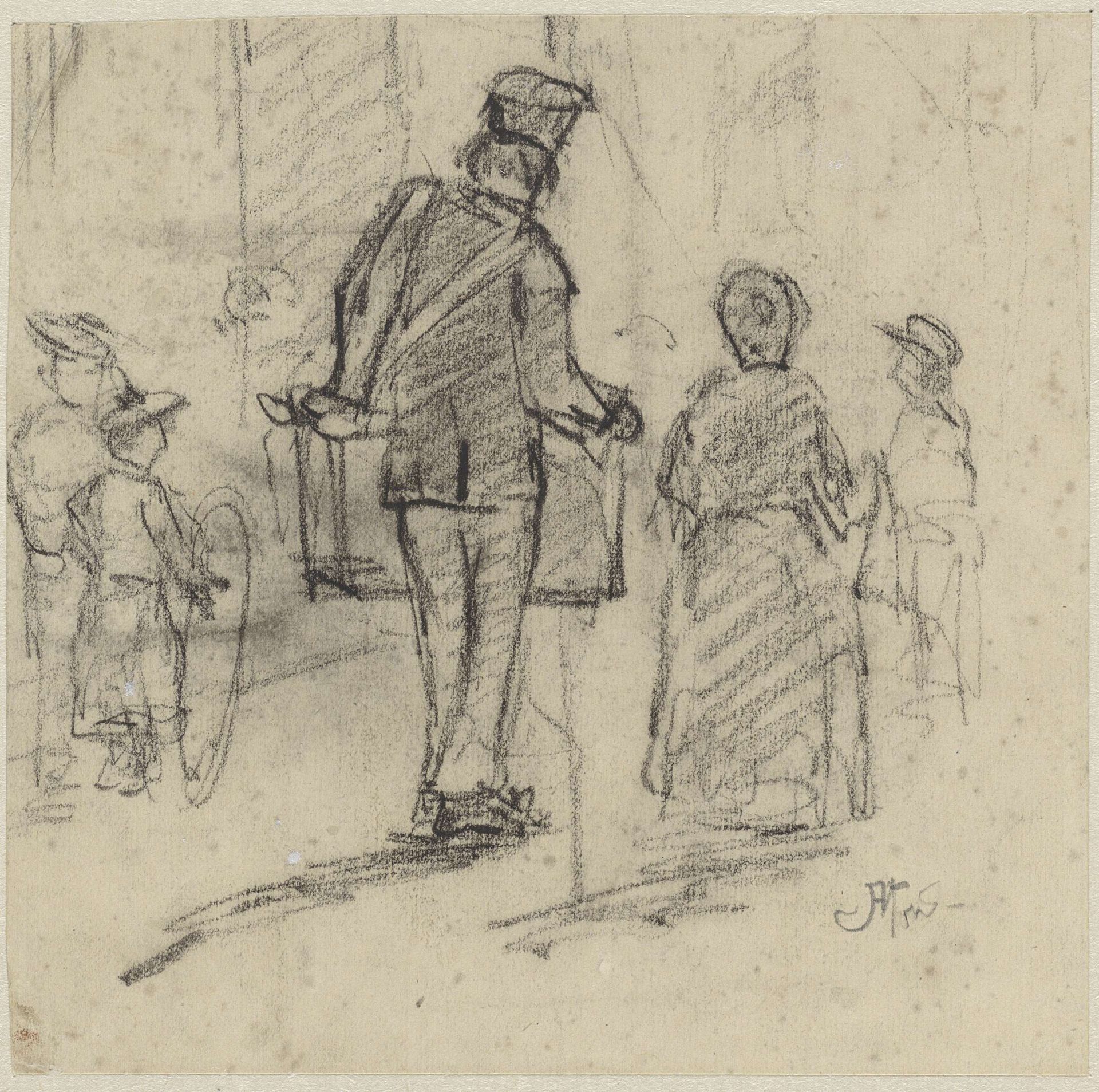 Figuren op straat by Johannes Abraham Mondt