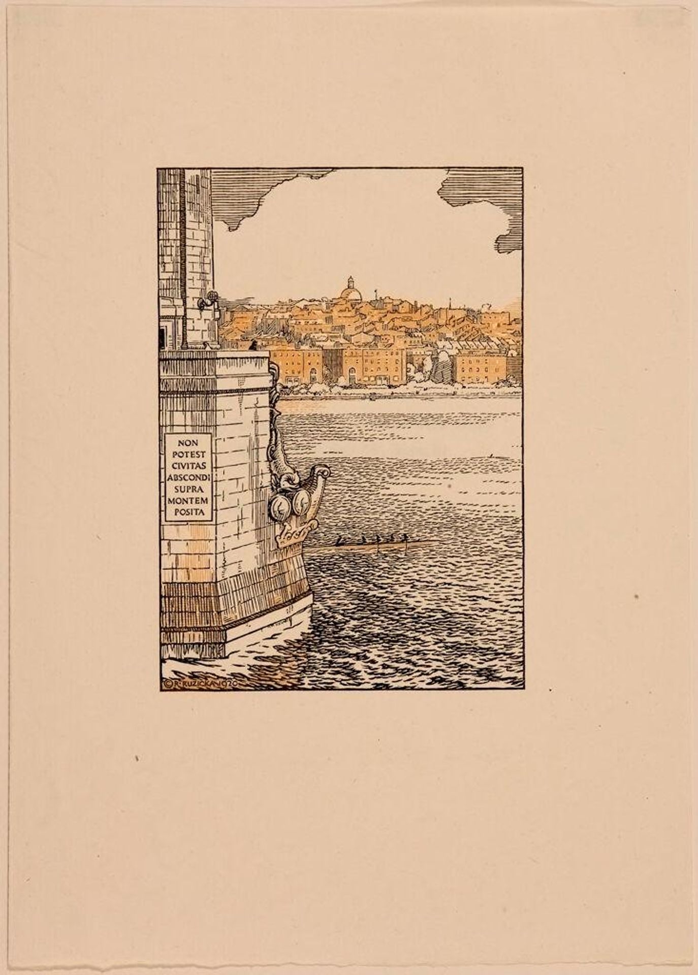 View of Beacon Hill From West Boston Bridge by Rudolph Ruzicka