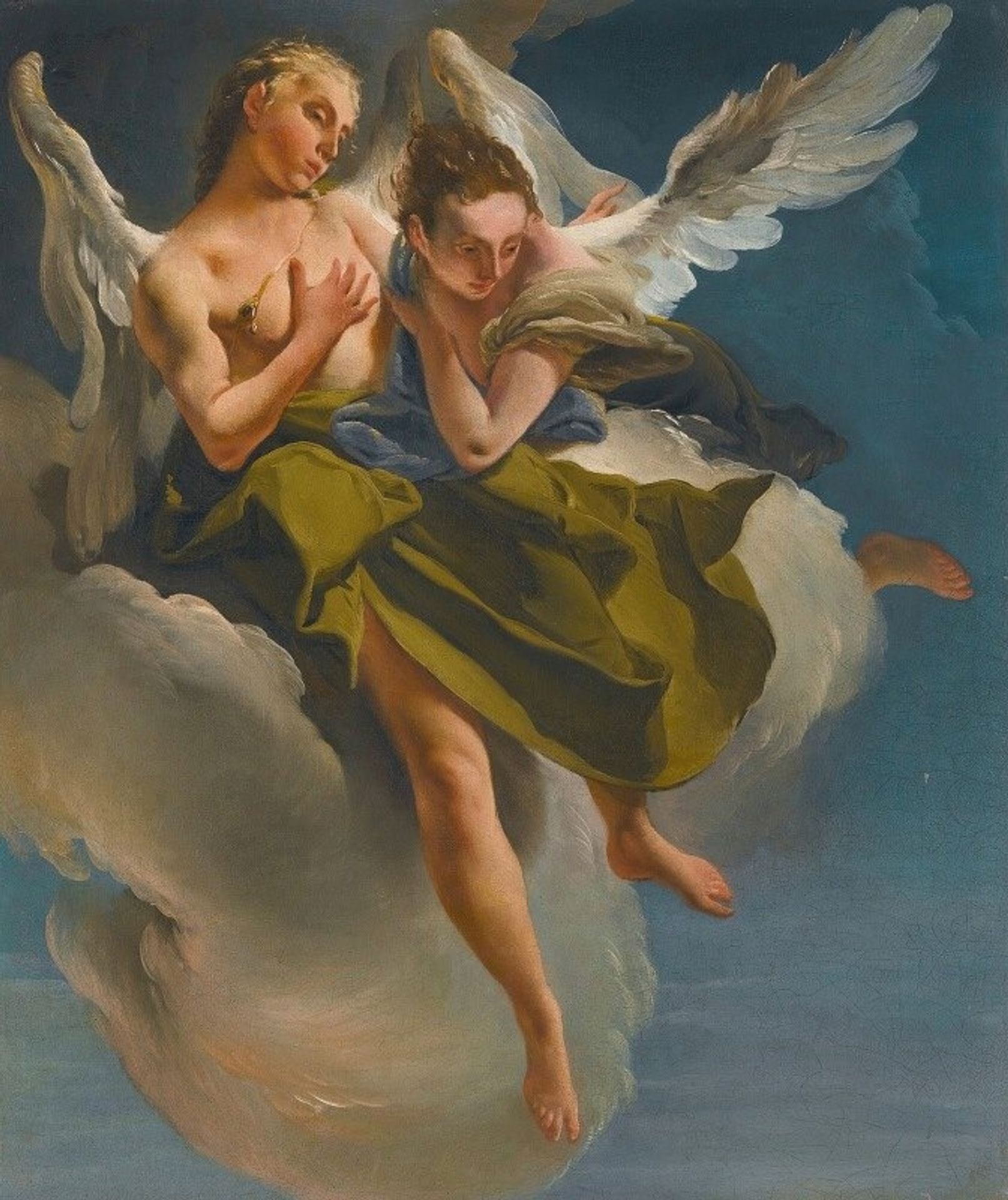 Two Angels In Flight by Giovanni Battista Tiepolo