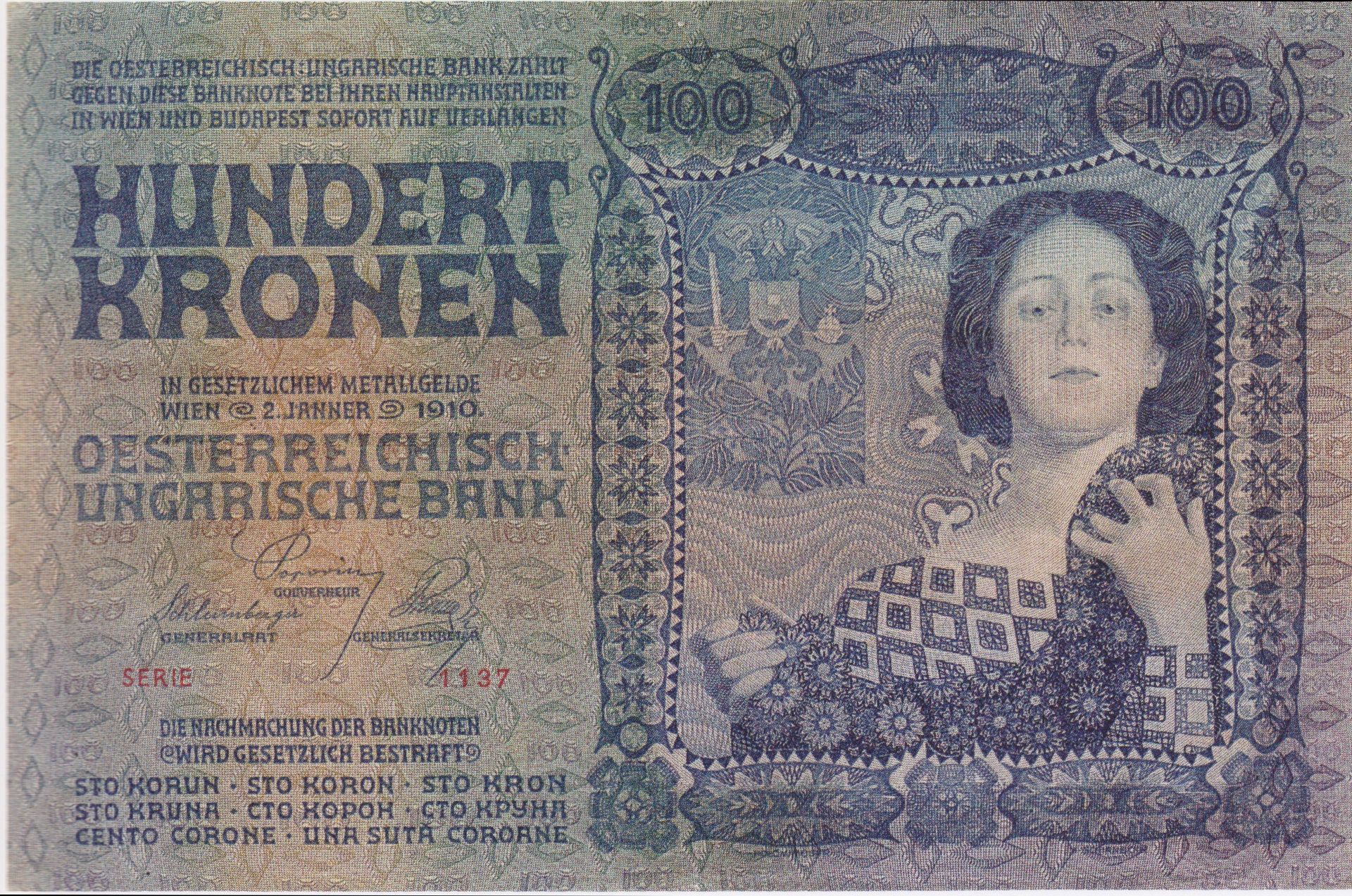 The 100 crowns bill by Koloman Moser