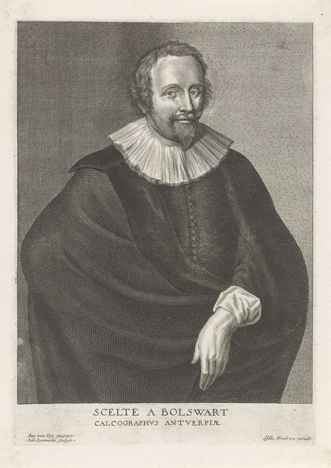 Portret van Schelte Adamsz. Bolswert by Adriaen Lommelin