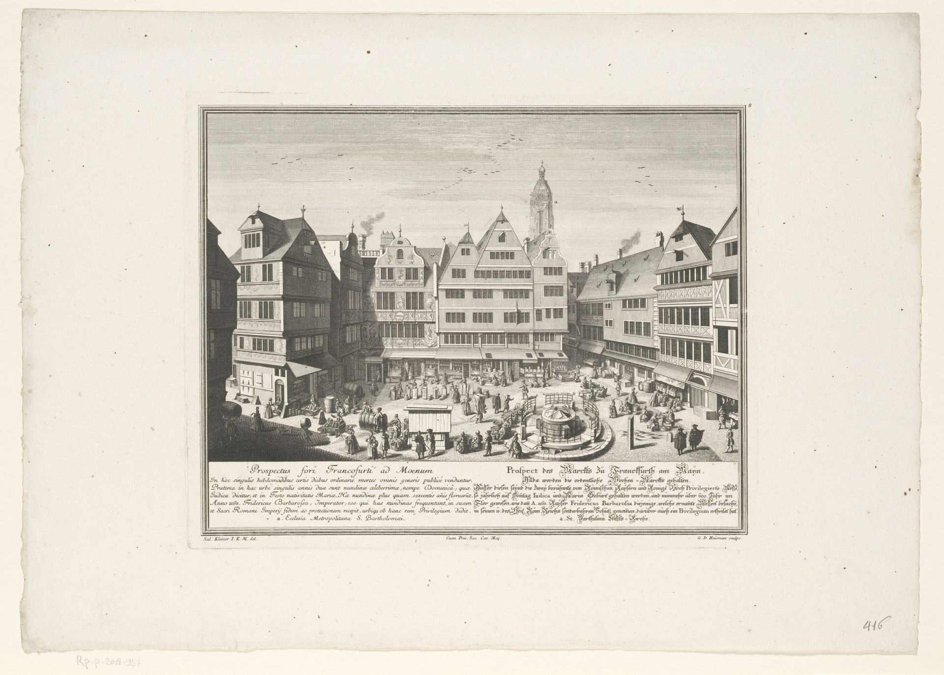 Gezicht op een markt te Frankfurt am Main by Georg Daniel Heumann