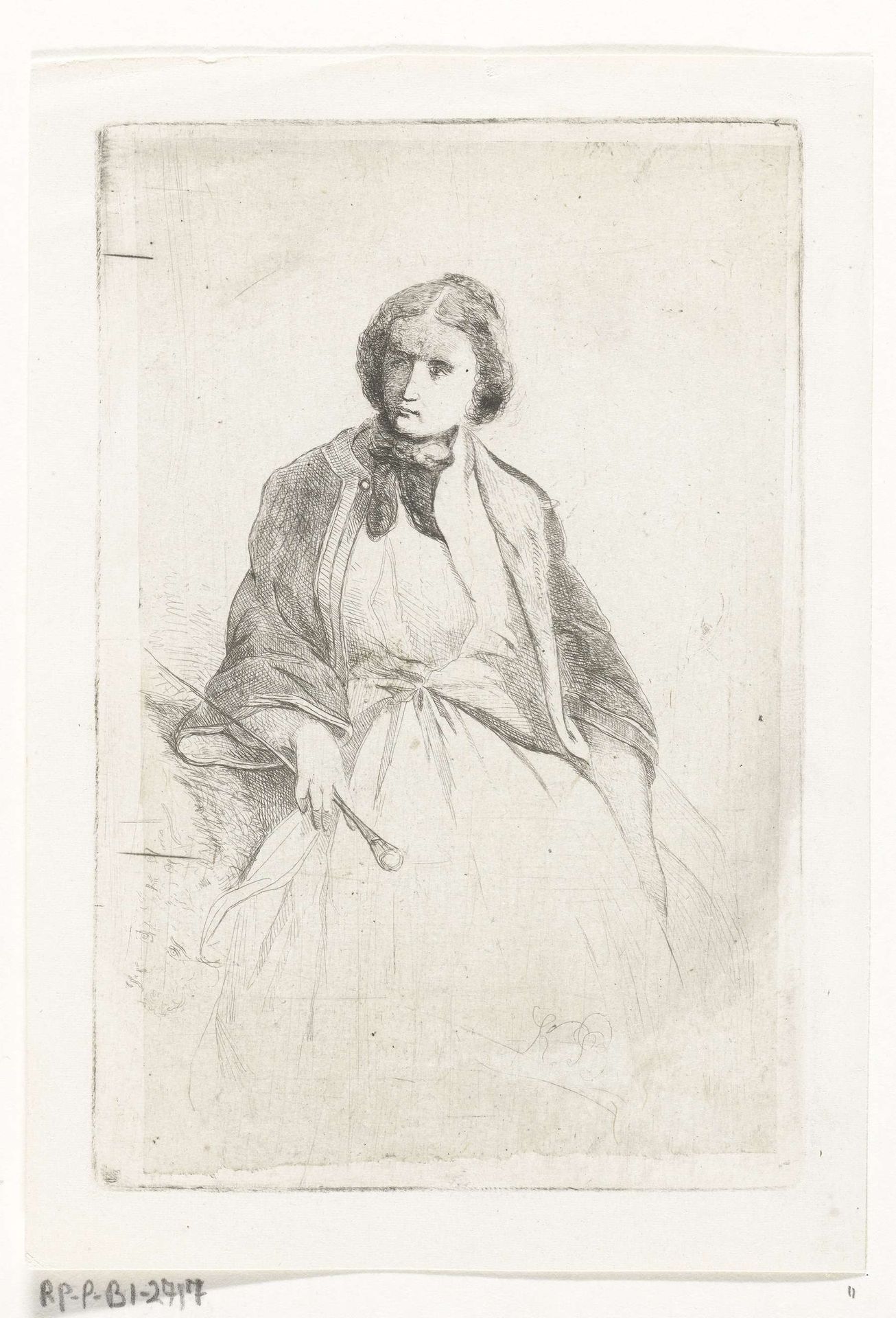 Zittende vrouw met rijzweep by Karel Frederik Bombled