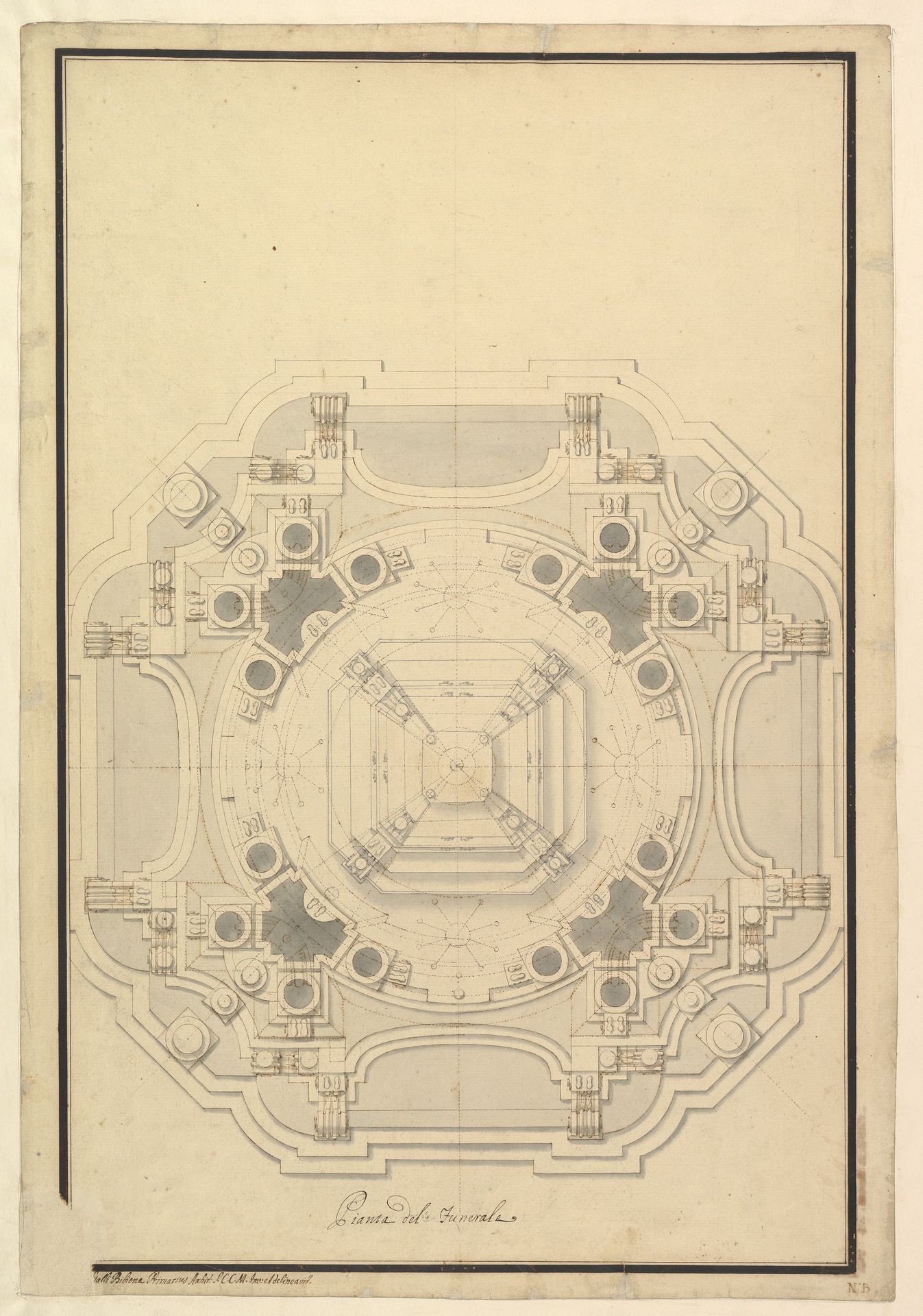 Ground Plan for the Catafalque for Louis XIV (d. 1715) by Giuseppe Galli Bibiena
