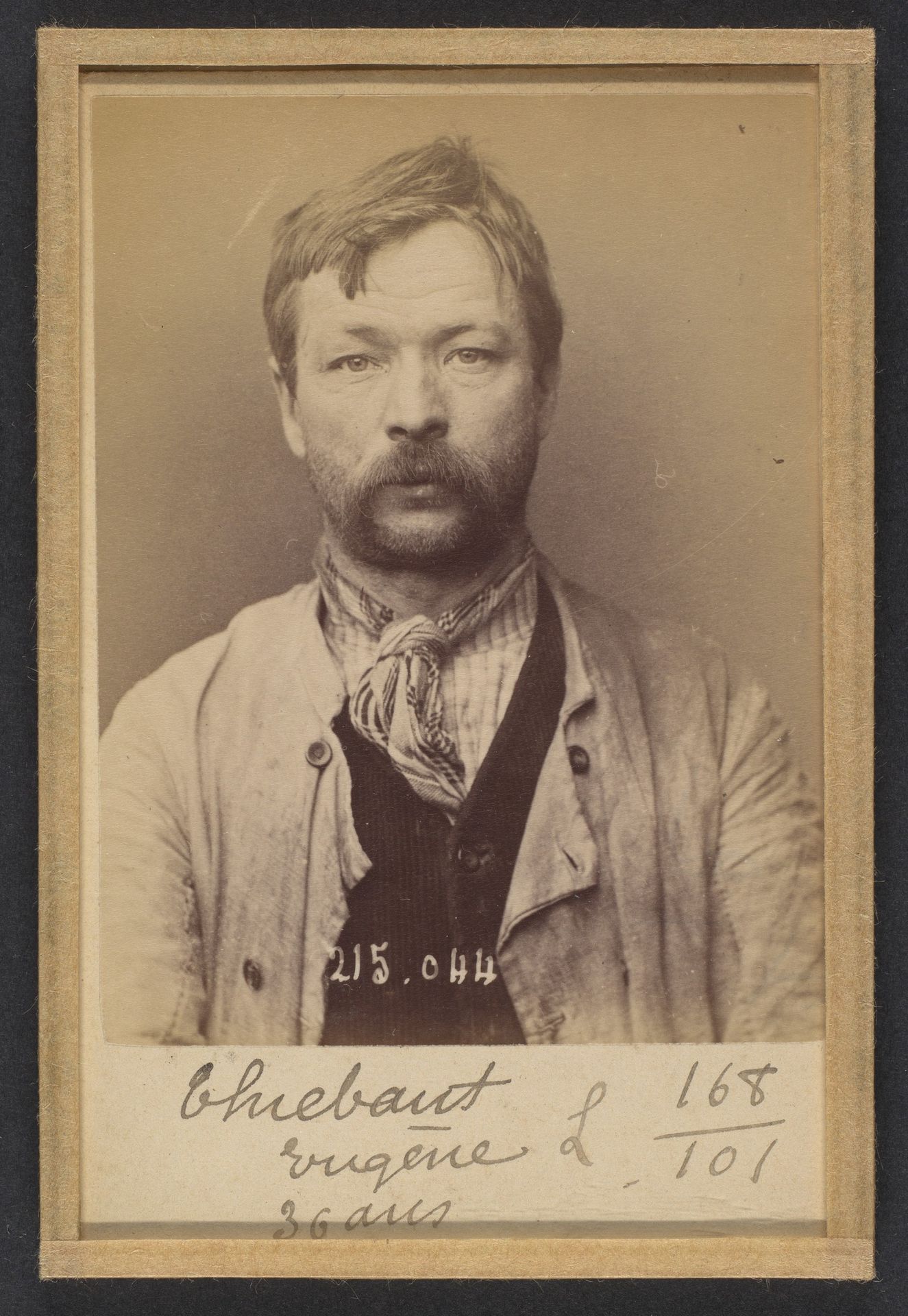 Thiebaut. Eugène. 35 (ou 36) ans, né à Château-Salin (Menthe & Moselle). Couvreur. Anarchiste. 3/3/94 by Alphonse Bertillon