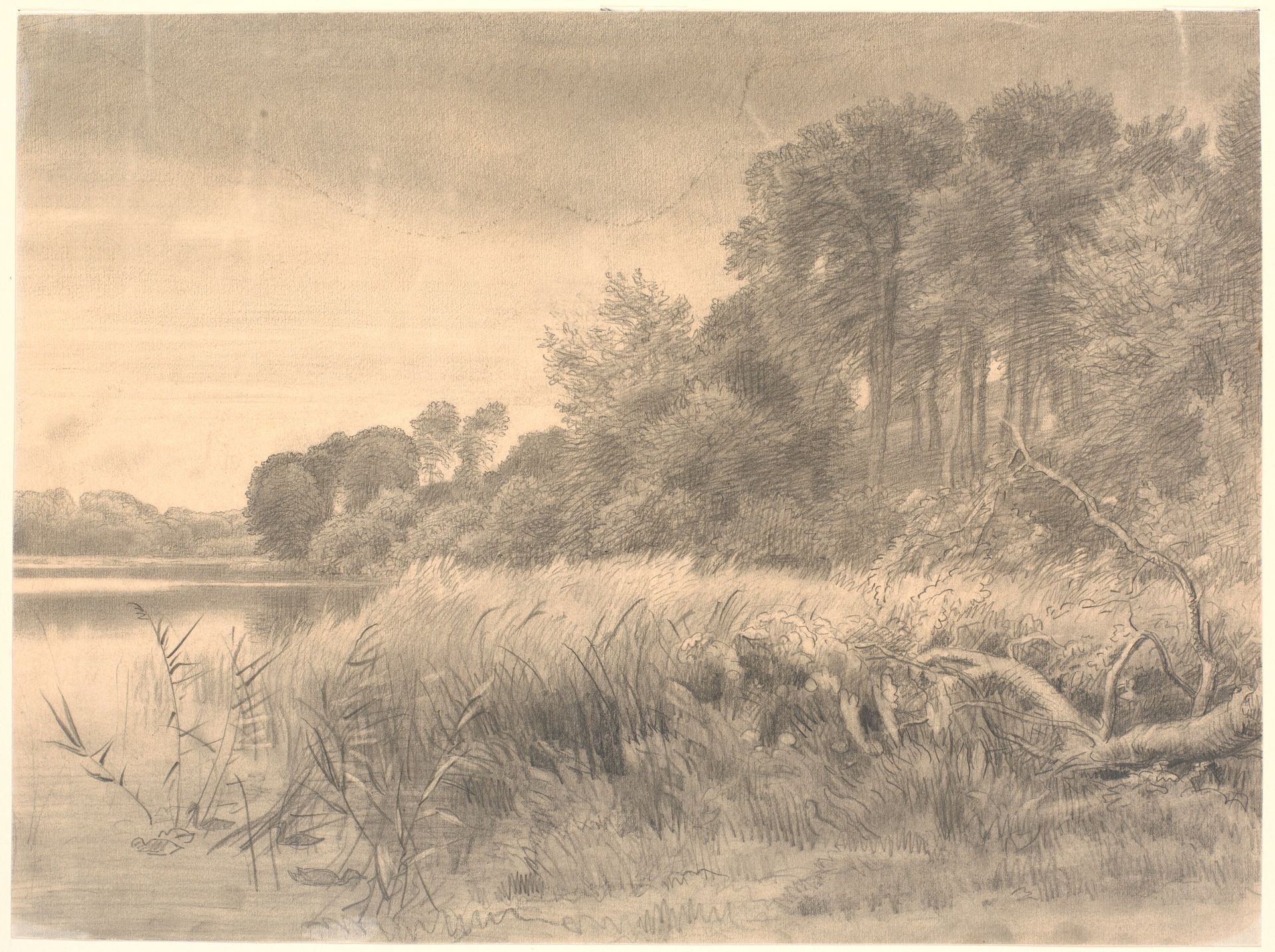 Landskab med en skovsø. Gurre sø. by P.C. Skovgaard