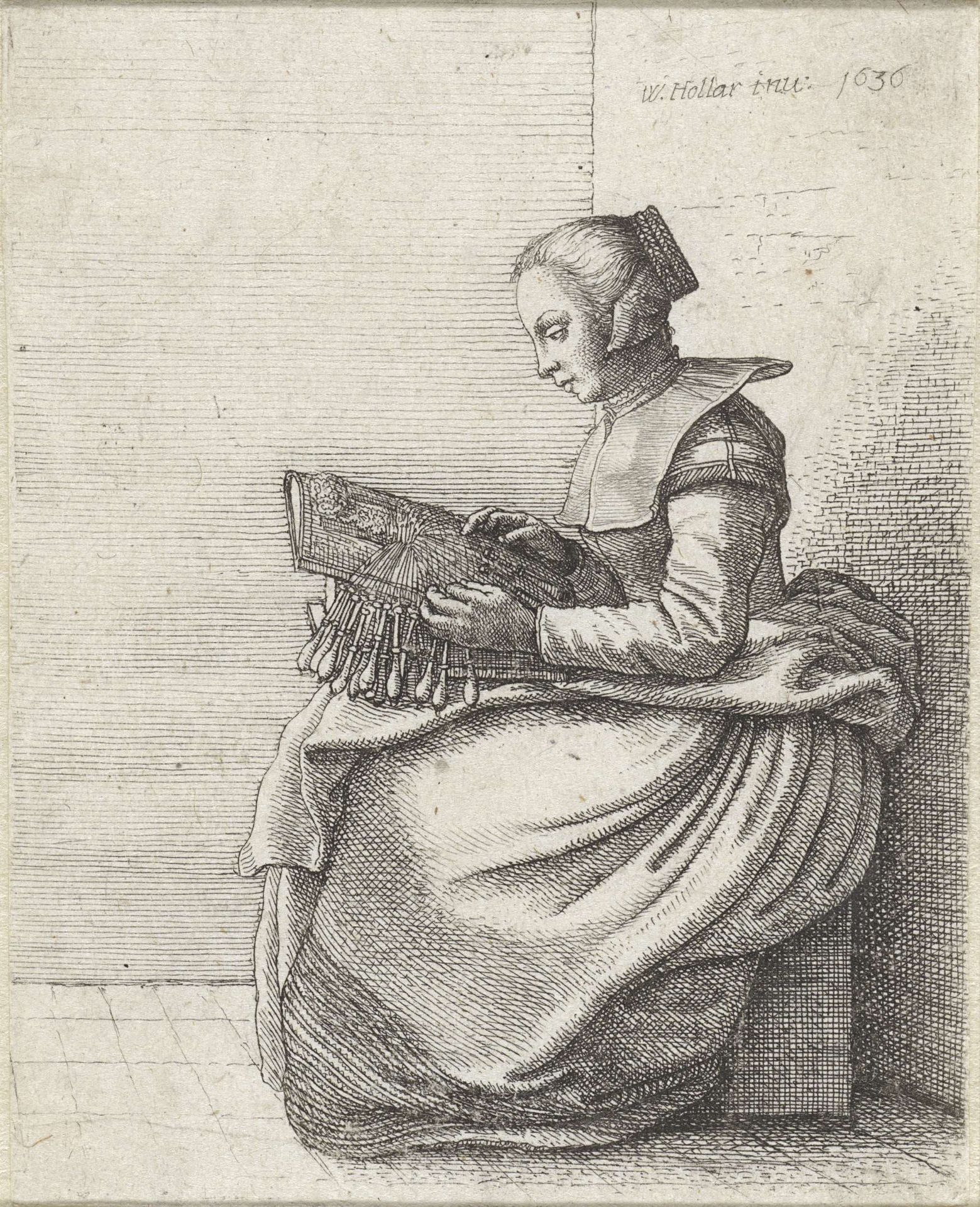 Kantwerkster by Wenceslaus Hollar
