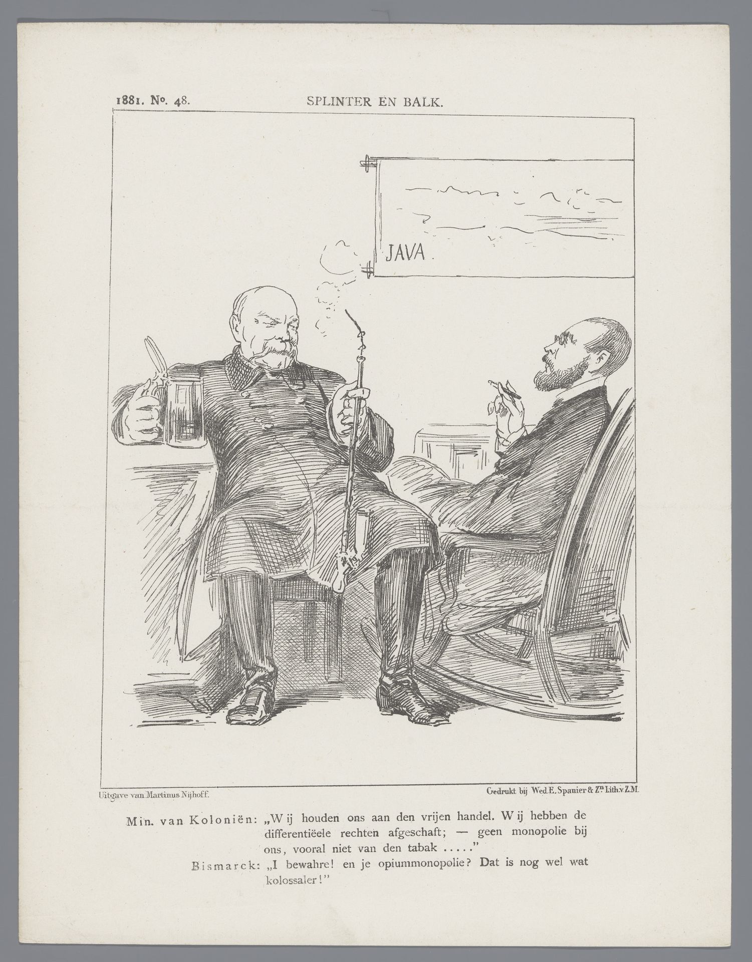 Politieke spotprent over de vrije handel, 1881 by Johan Michaël Schmidt Crans