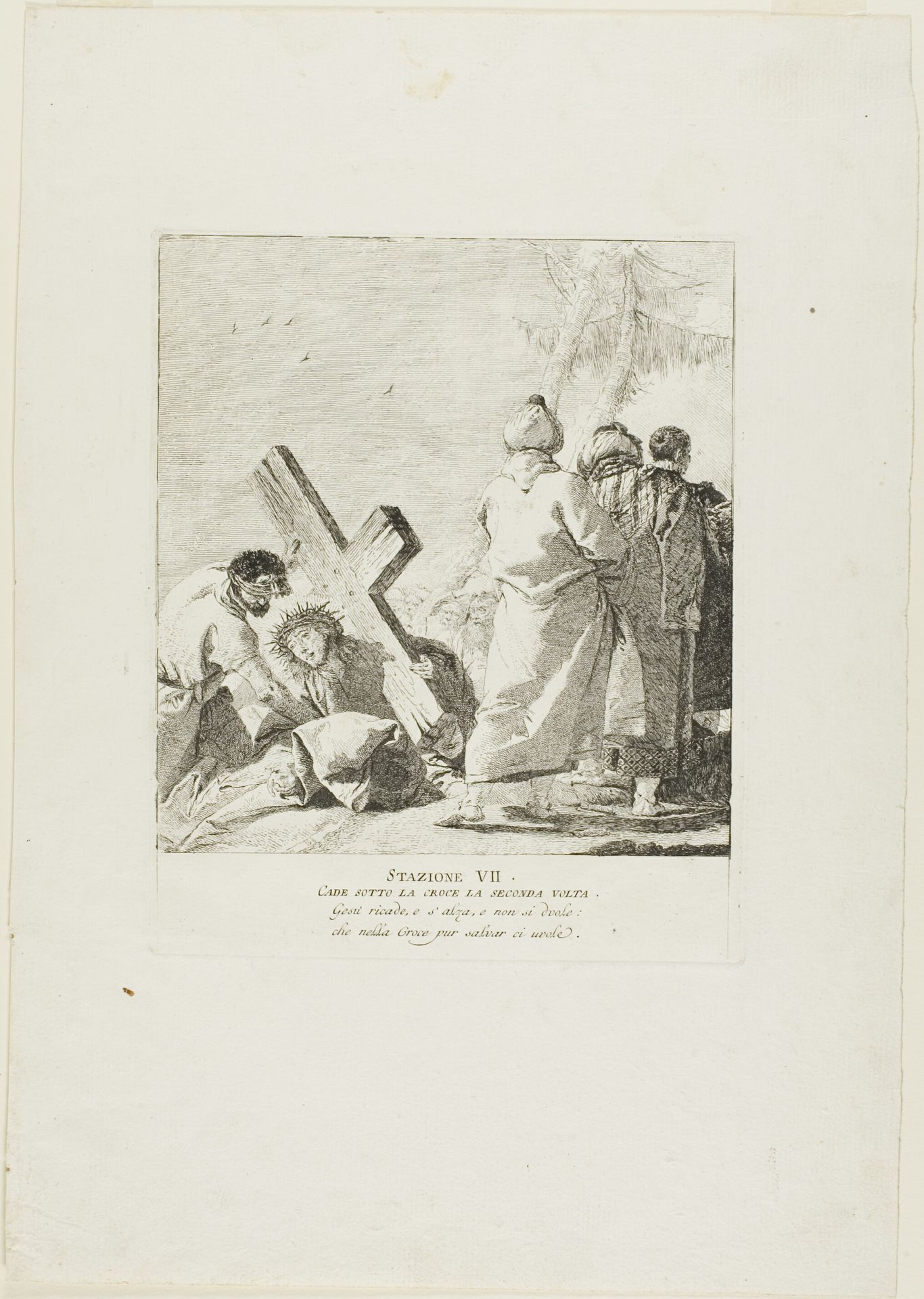 Christ Falls Beneath the Cross for the Second Time, plate seven from Stations of the Cross by Giovanni Domenico Tiepolo