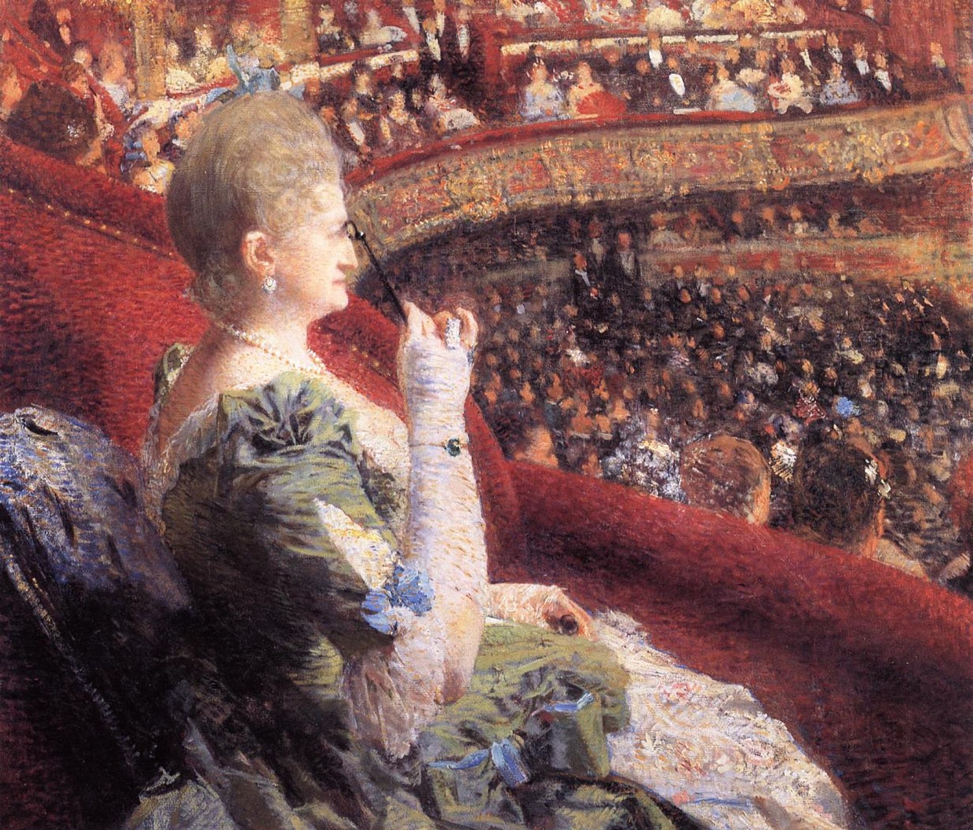 Madame Edmond Picard in Her Box at Theatre de la Monnaie by Theo van Rysselberghe