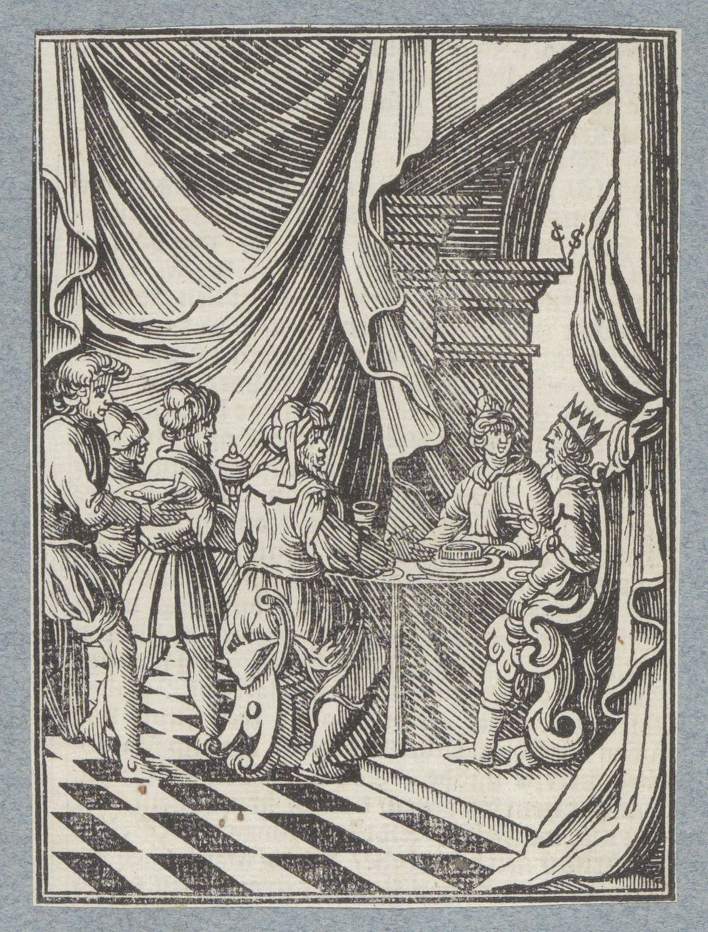 Ester beschuldigt Haman tijdens de maaltijd by Christoffel van (II) Sichem