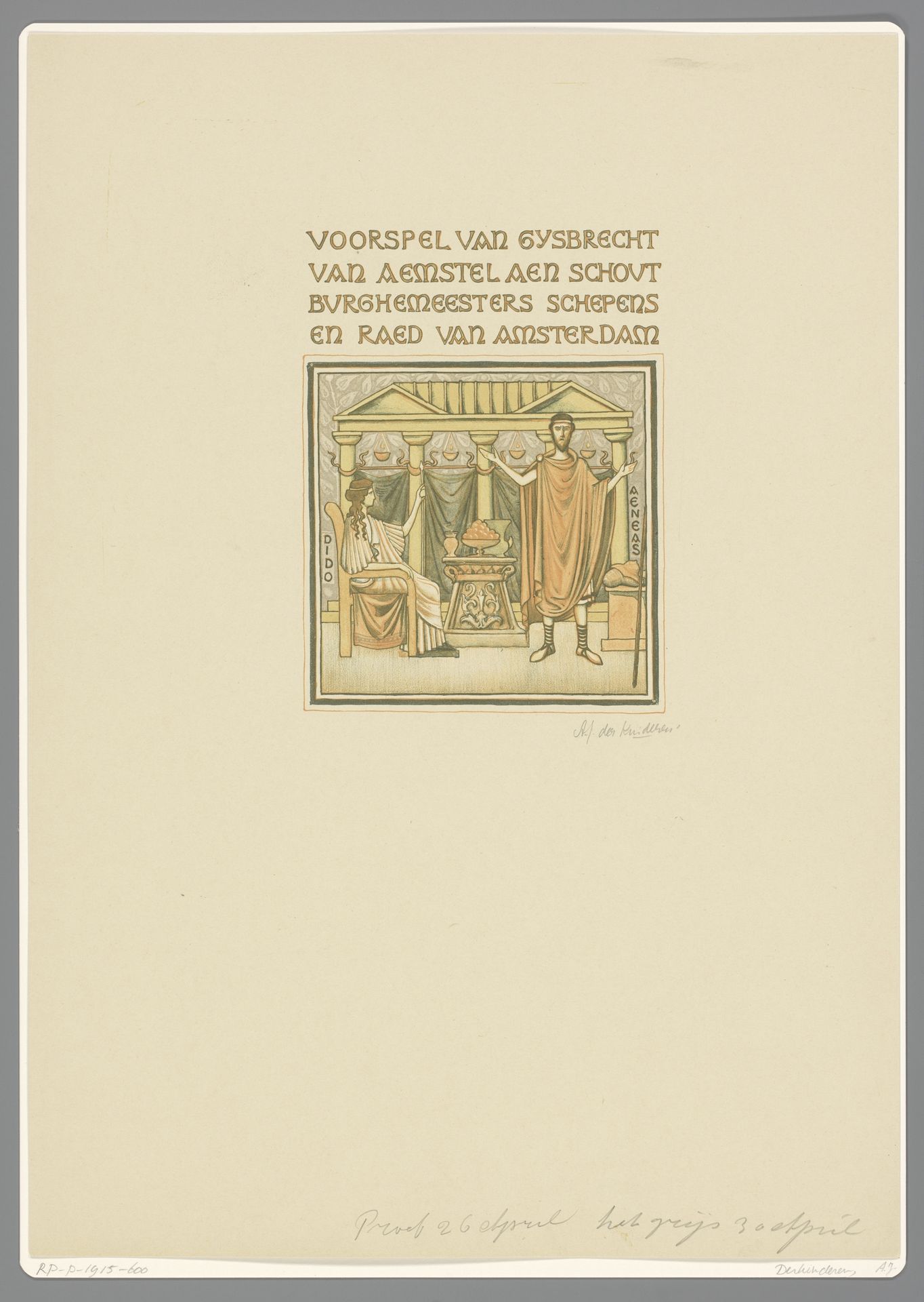 Dido en Aeneas in een interieur by Antoon Derkinderen