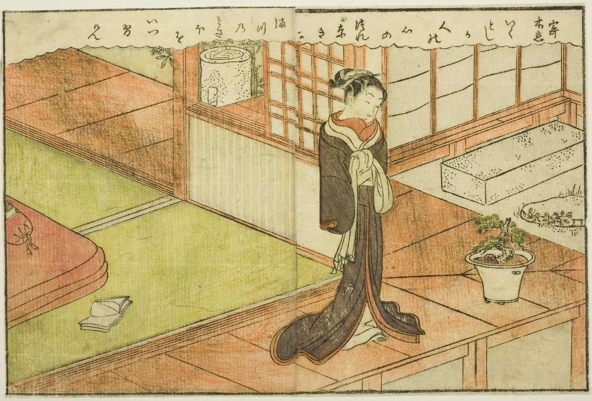 Double-page Illustration from Vol. 2 of "Picture Book of Spring Brocades (Ehon haru no nishiki)" by Suzuki Harunobu 鈴木春信