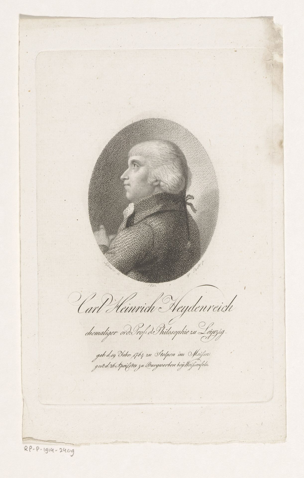 Portret van Carl Heinrich Heydenreich by Johann Friedrich Bolt