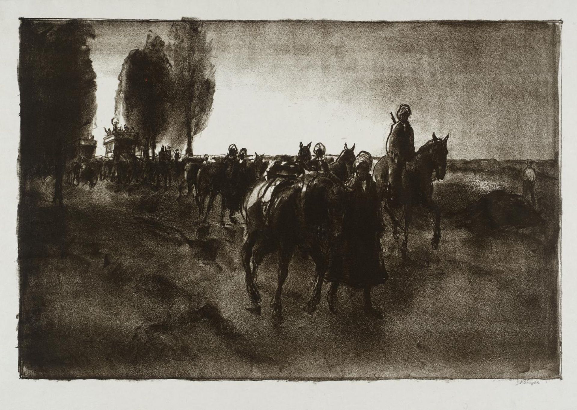 Indians and Motorbuses near Poperinghe by  Gerald Pryse