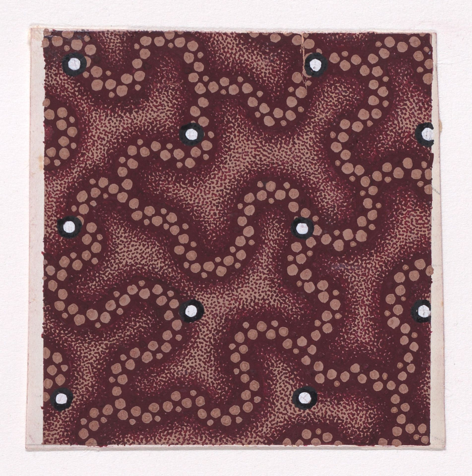 Textile Design with Alternating Vertical and Horizontal Rows of Pearls Over a Vermicular Pattern Formed with Dotted Lines by Anonymous