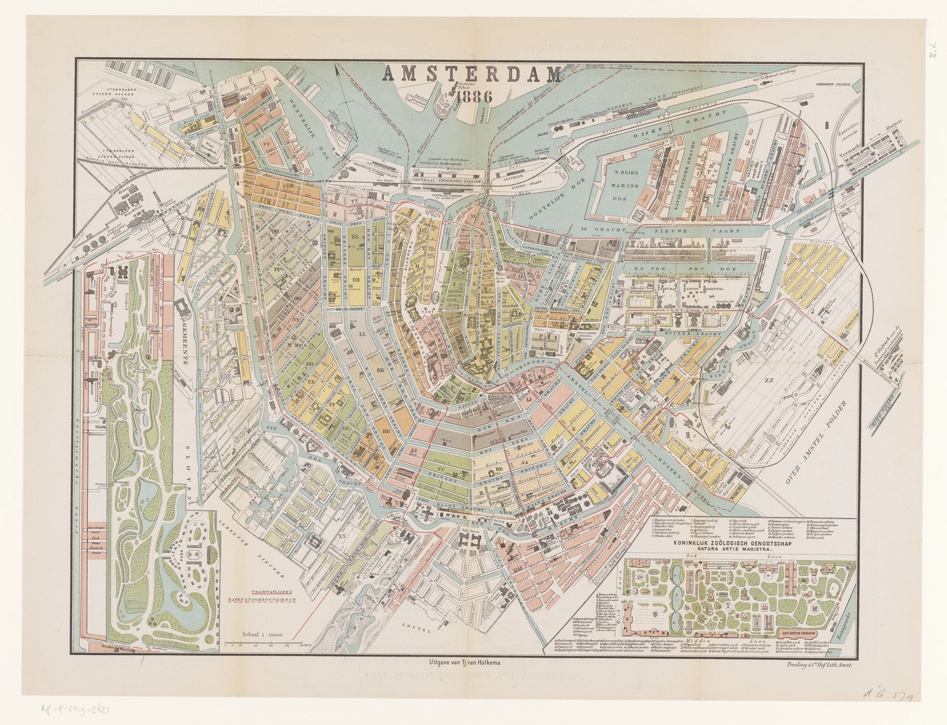 Plattegrond van Amsterdam, 1886 by Anonymous