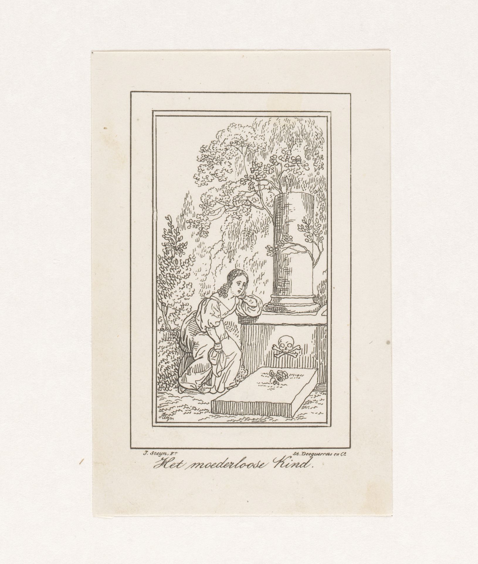 Jonge vrouw bij graf van haar moeder by Johannes Steyn