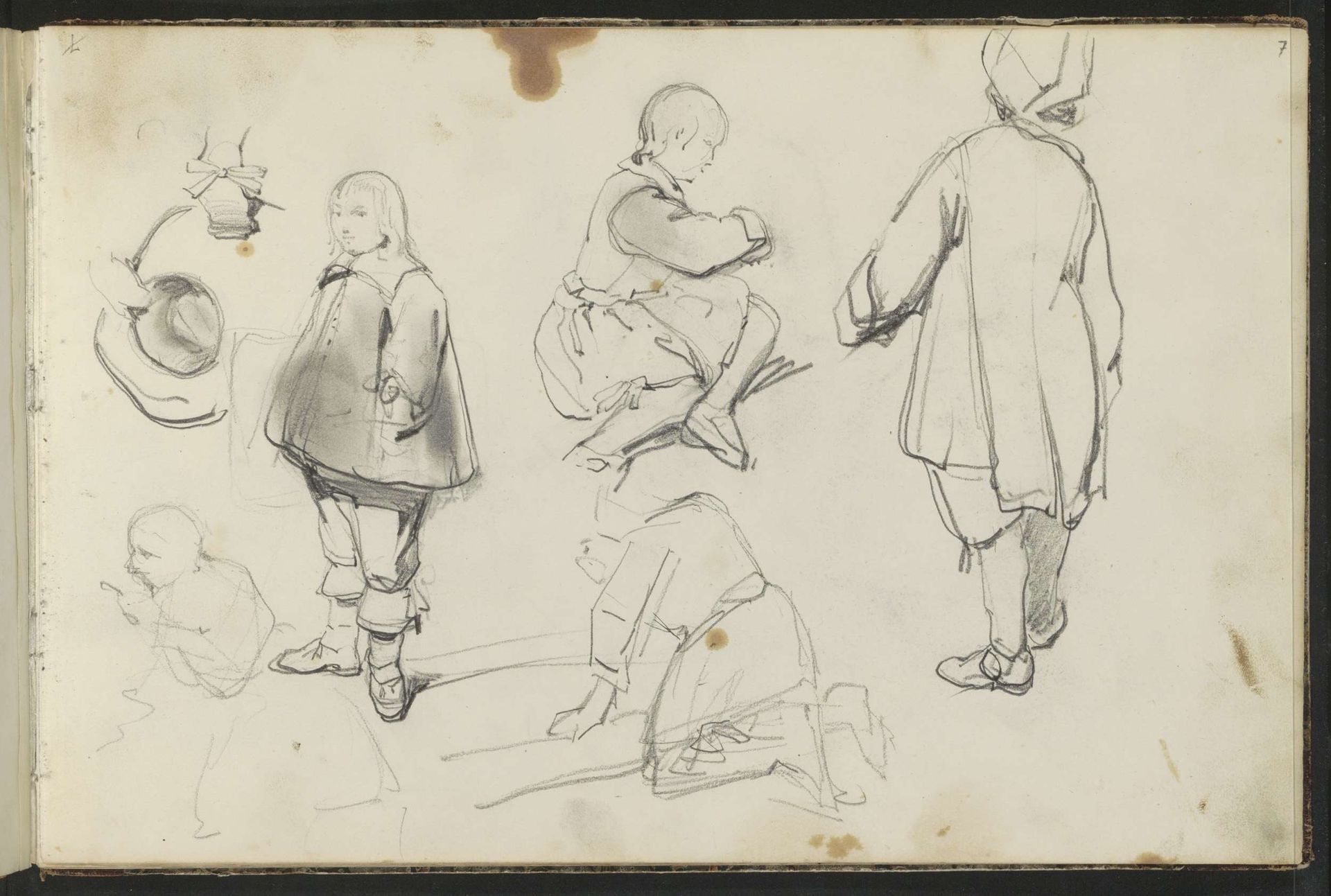 Kinderen, onder wie een jongen in historisch kostuum by Johannes Bosboom