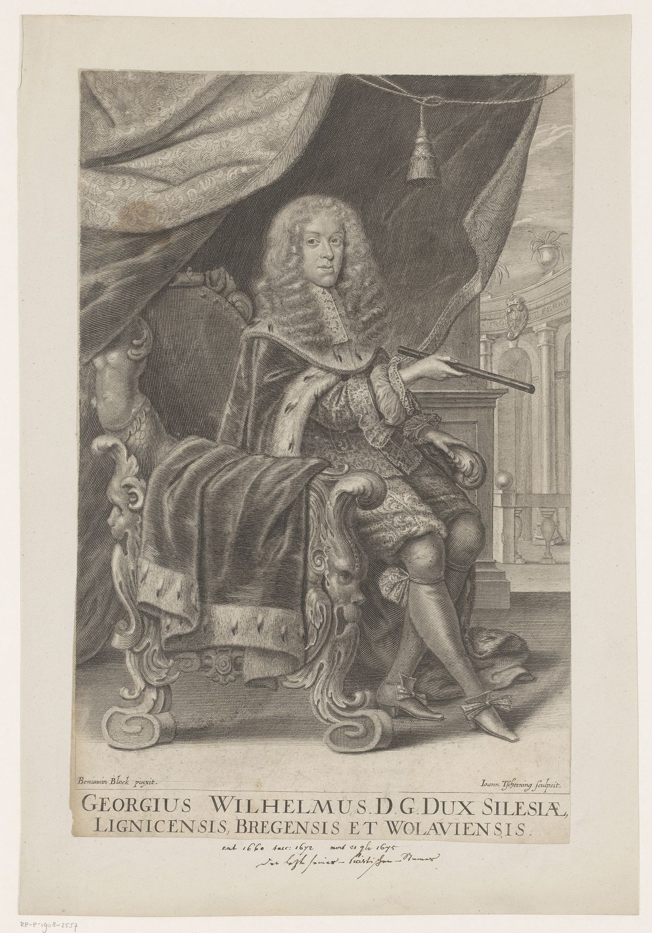 Portret van George William, Herzog von Liegnitz by Johann Tscherning