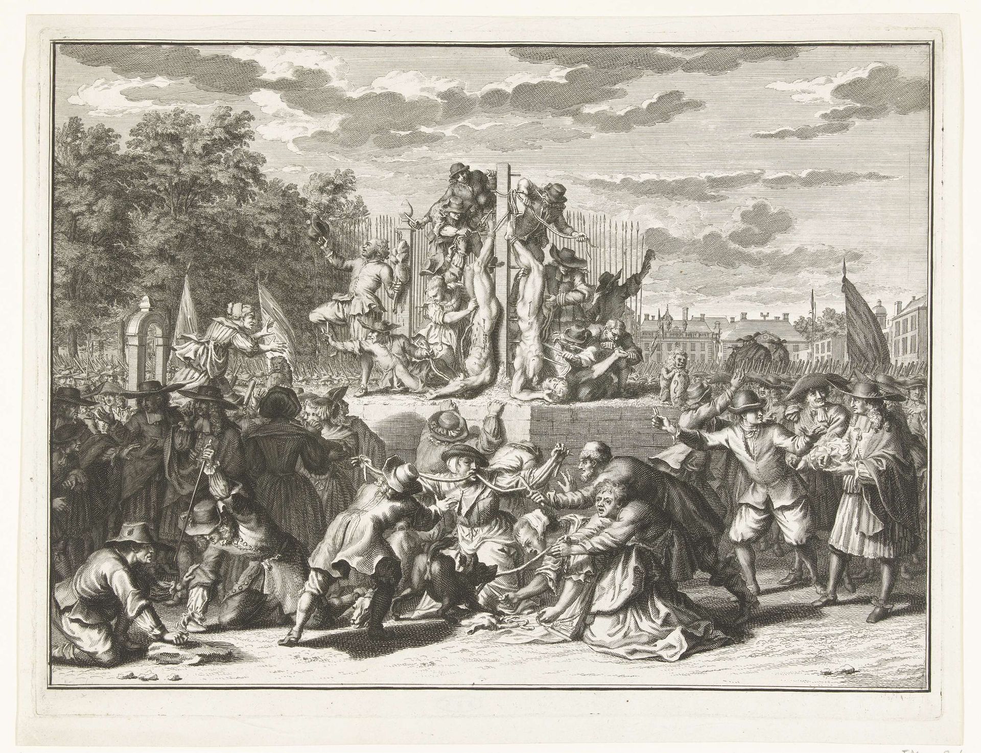 Verminking van de lichamen van de gebroeders de Witt, 1672 by Bernard Picart