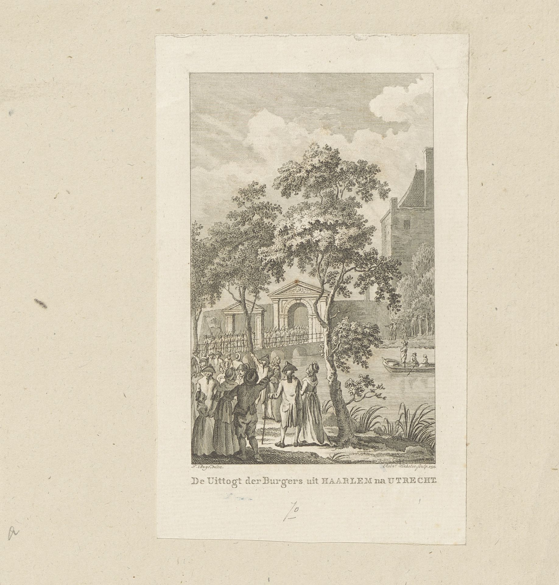 Haarlemse burgers trekken op naar Utrecht, 1786 by Reinier Vinkeles