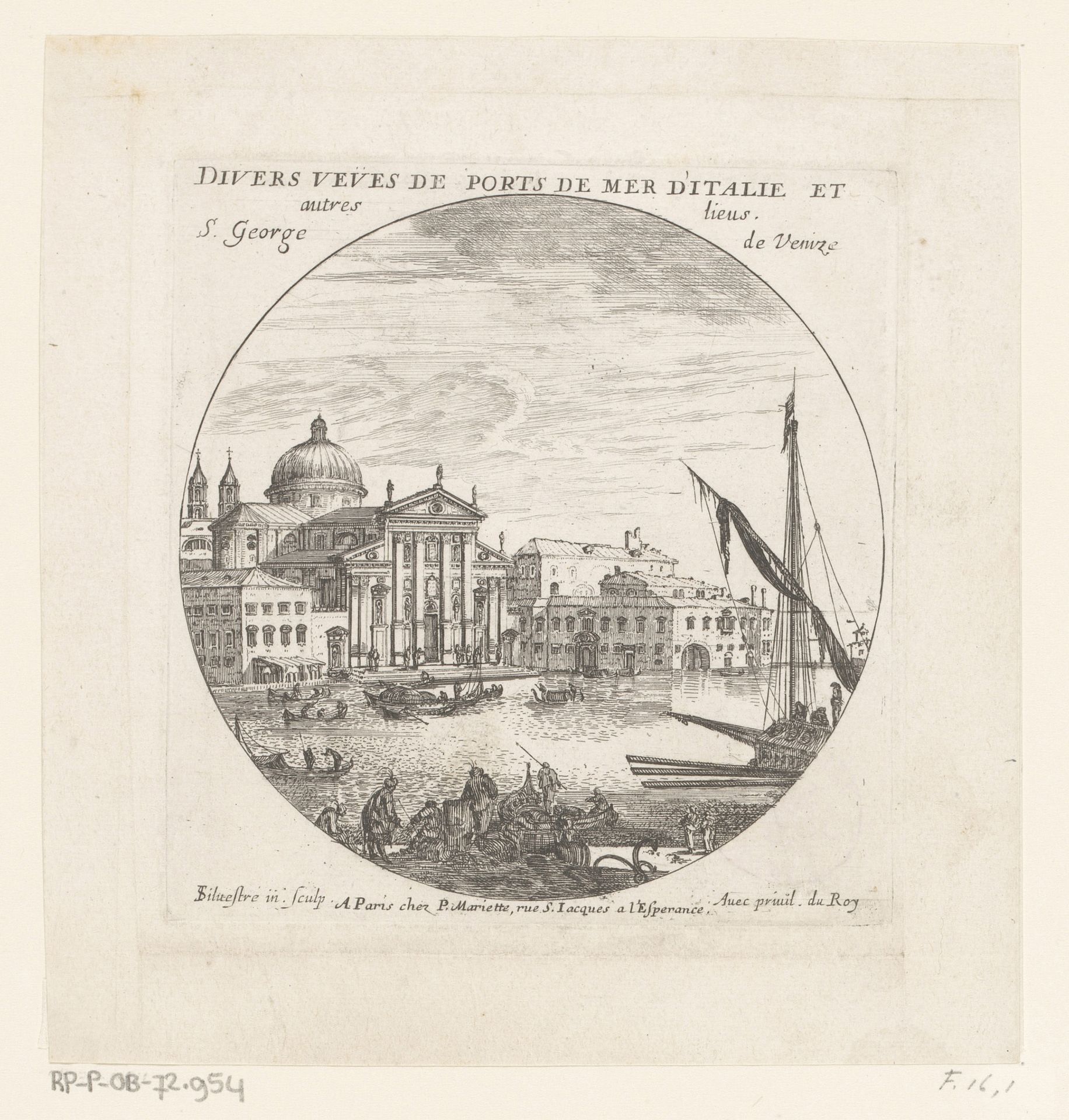 Titelprent met gezicht op de San Giorgio Maggiore by Israel Silvestre