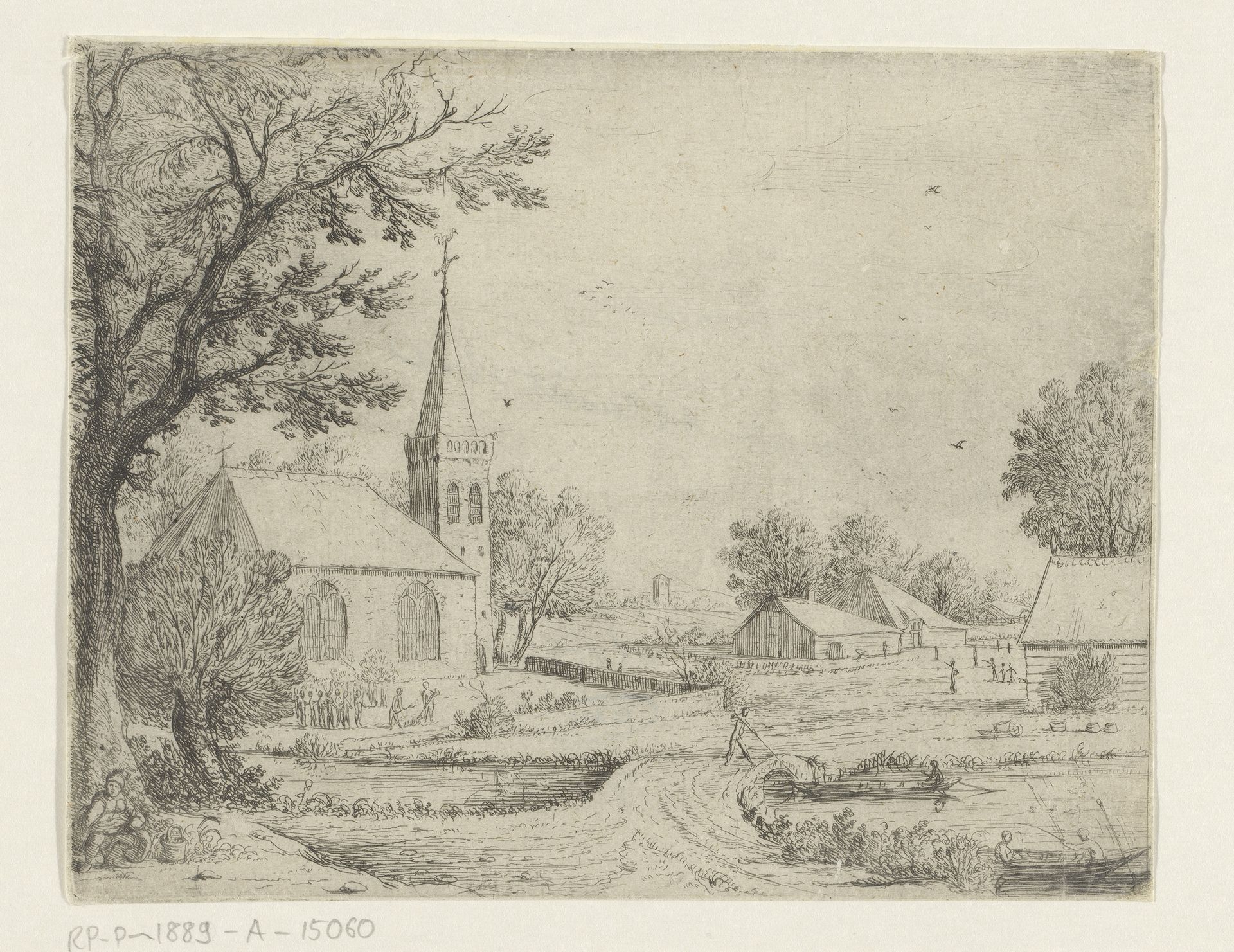 Grafdelvers voor een kerk by Jan van de Cappelle