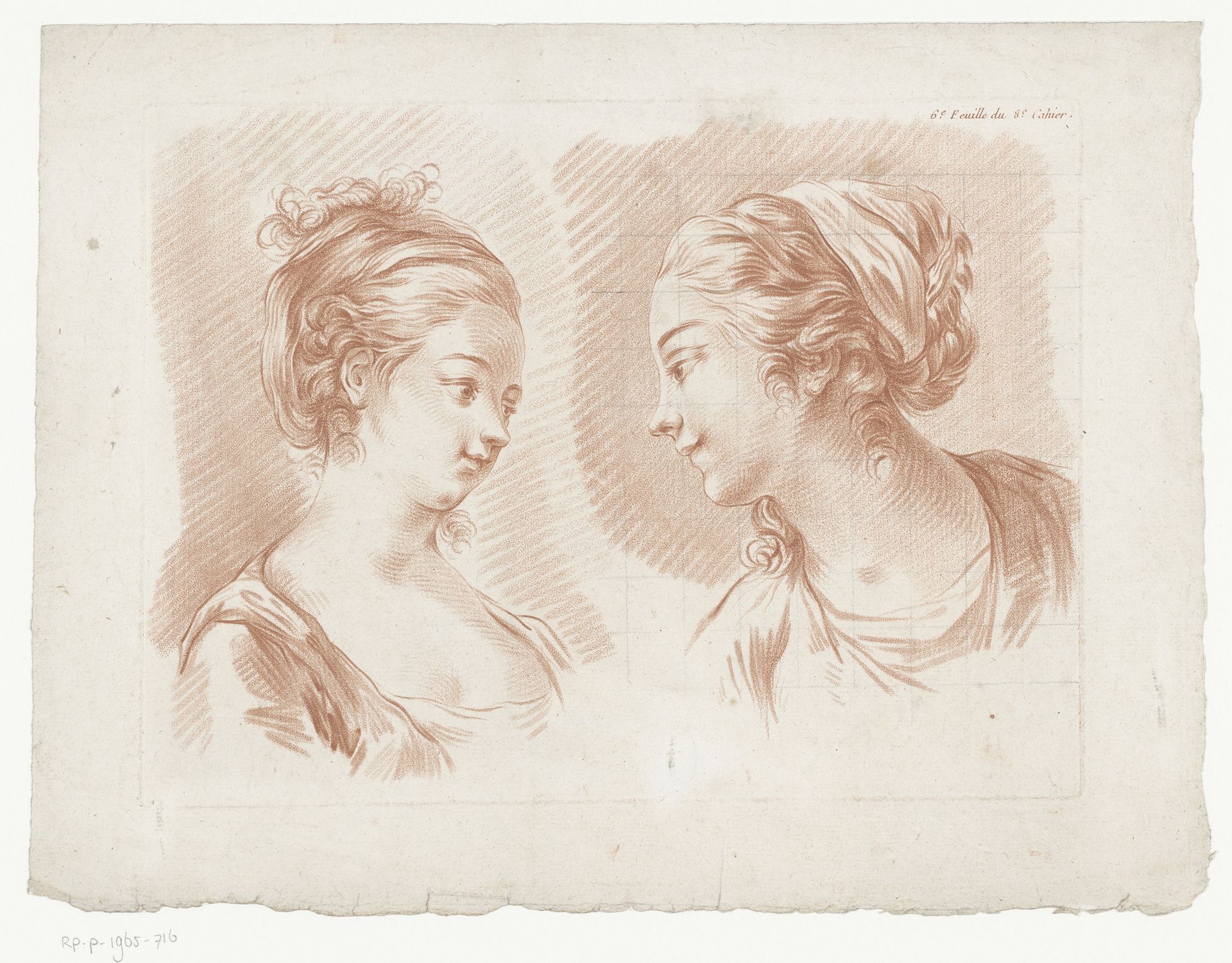 Twee vrouwenhoofden by Jean François Janinet