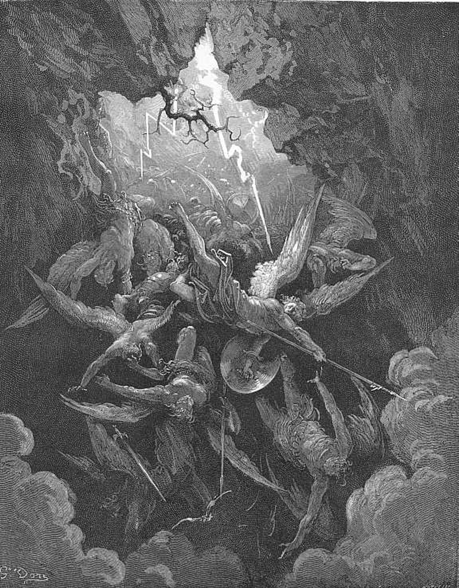 Hell at last, Yawning, received them whole by Gustave Dore