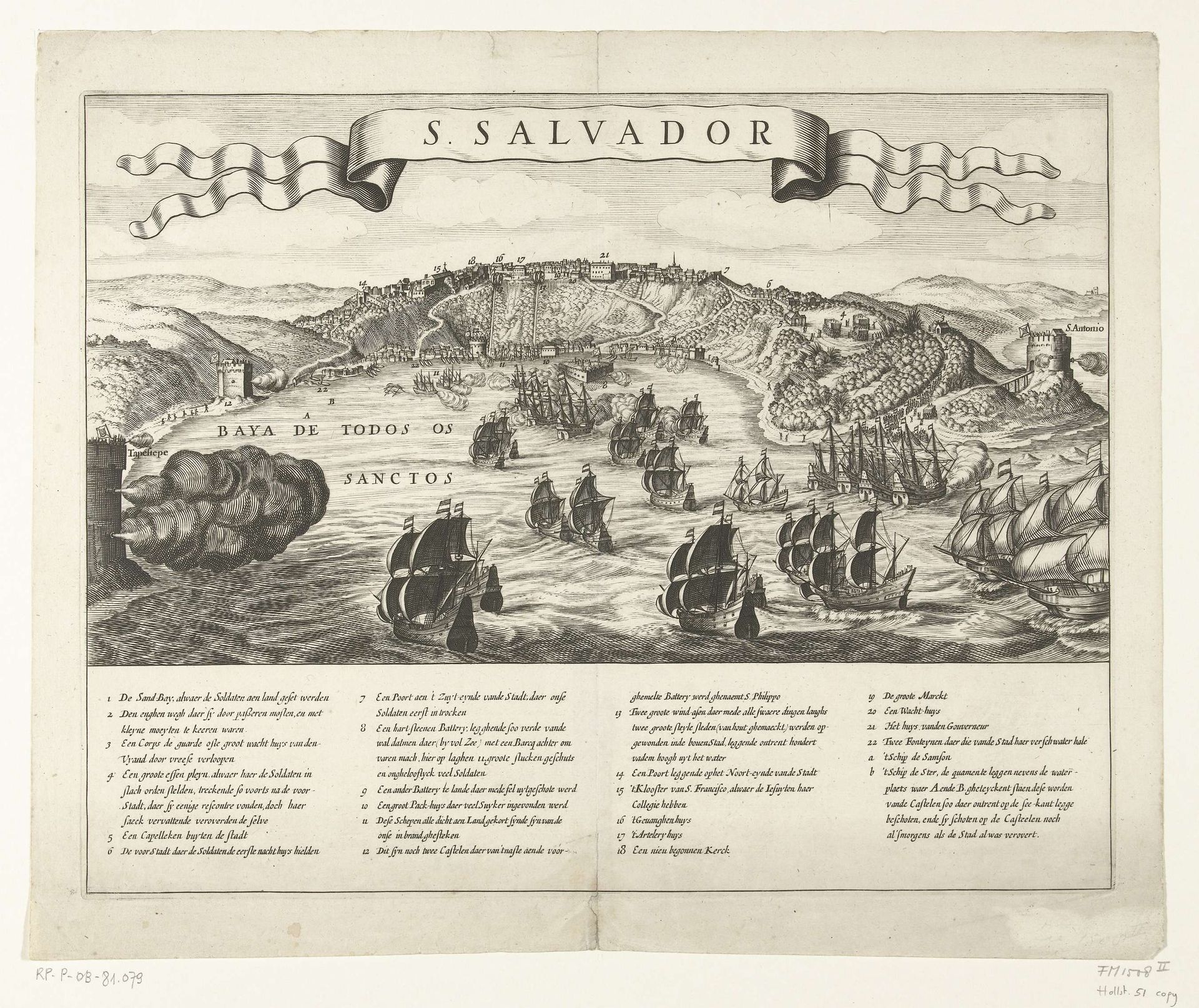 Verovering van San Salvador in Brazilië door admiraal Jacob Willekes, 1624 by Anonymous