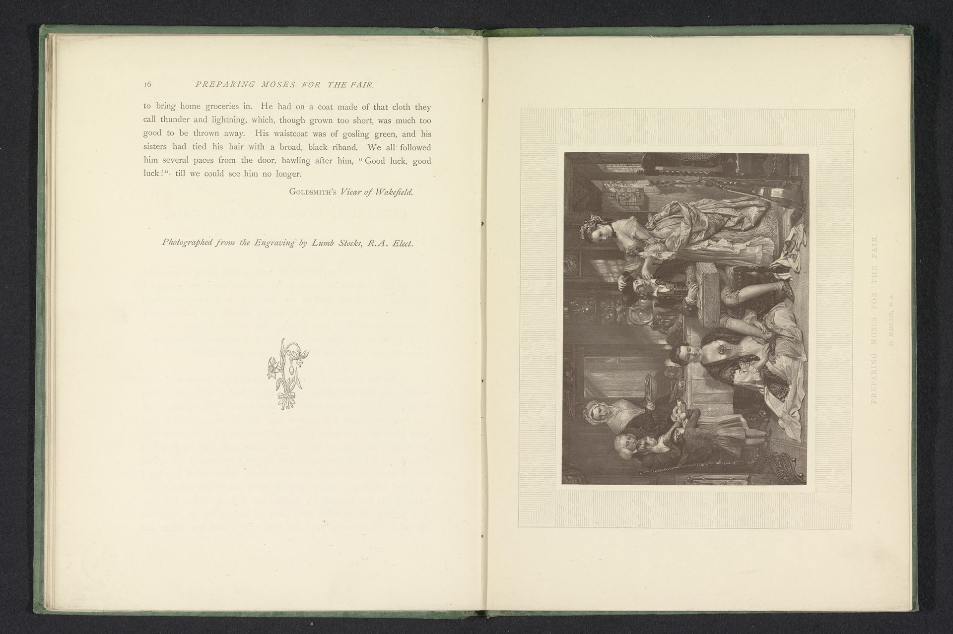 Fotoreproductie van een prent naar een schilderij van een scene uit The Vicar of Wakefield door Daniel Maclise by Anonymous
