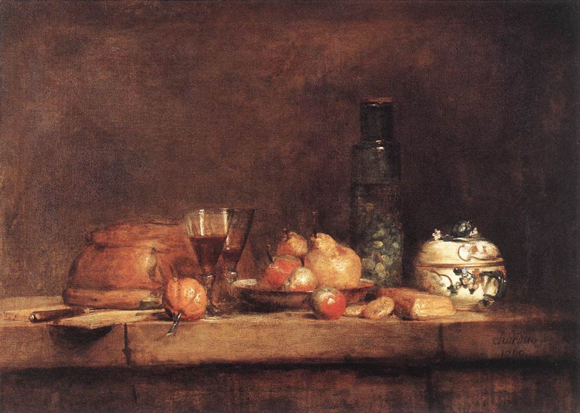 Still Life with Jar of Olives by Jean-Baptiste-Simeon Chardin