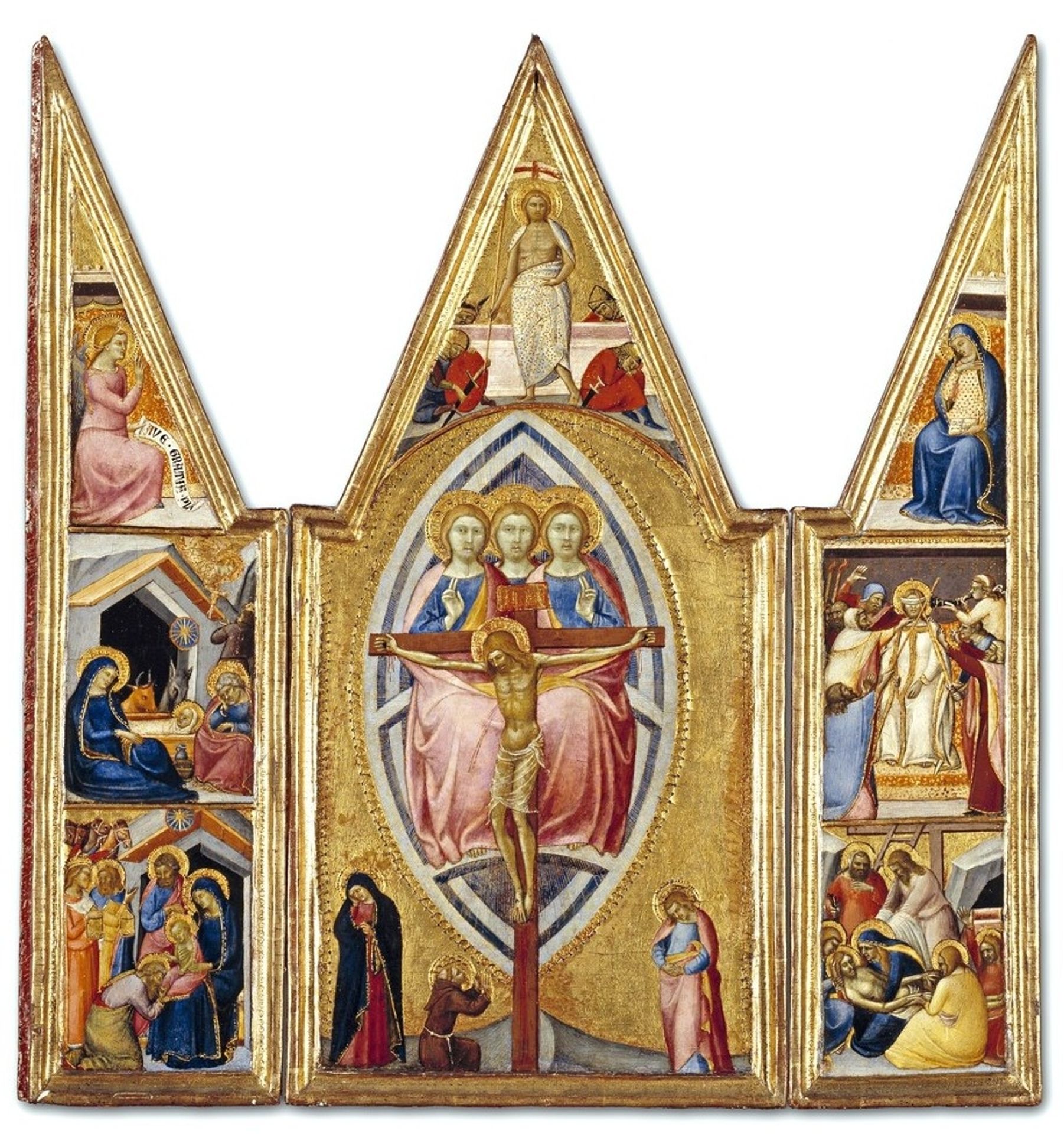 the Trinity and the Crucifixion, with Scenes from the Life of Christ by Luca di Tommé