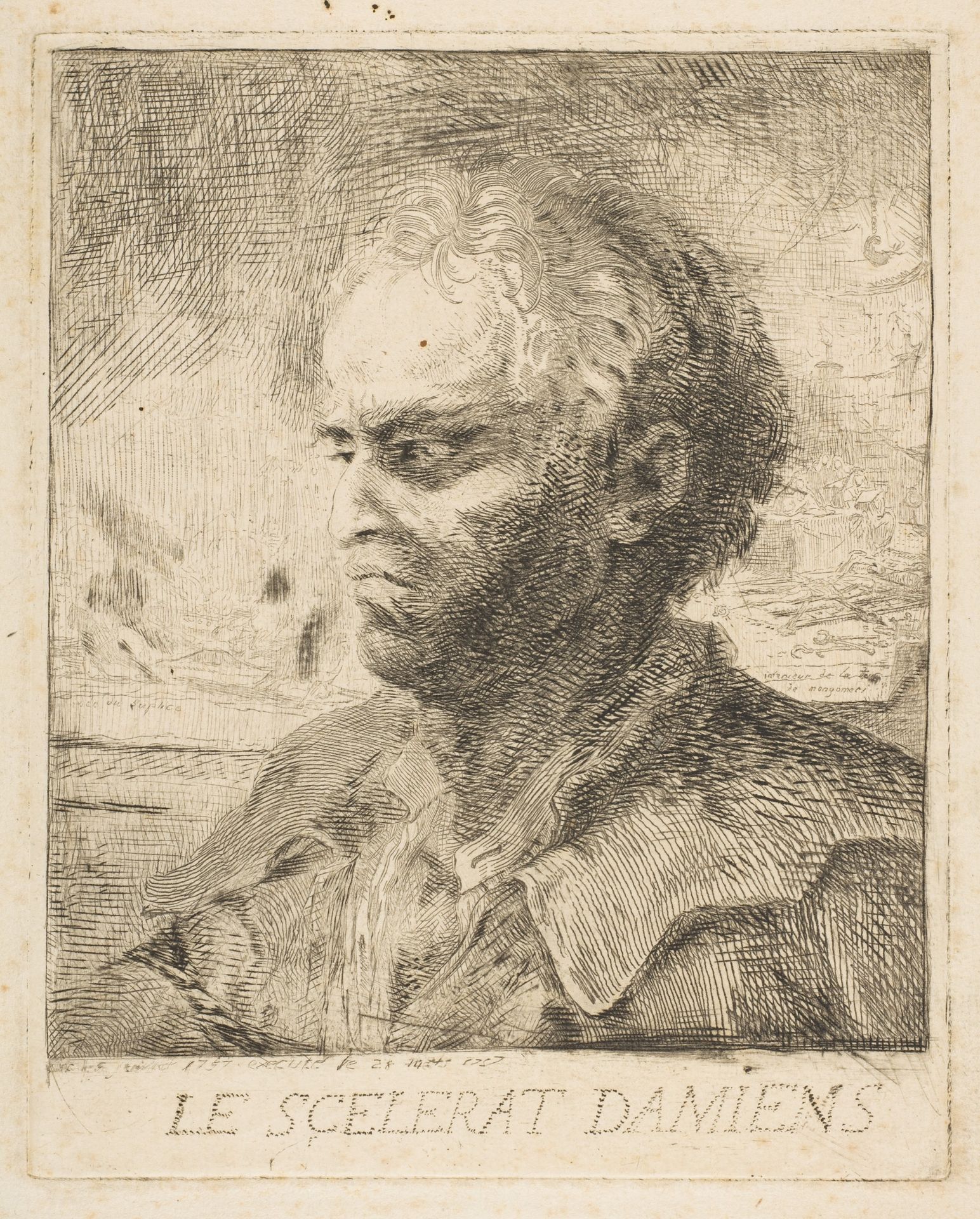 Le Scelerat Damiens by Gabriel de Saint-Aubin