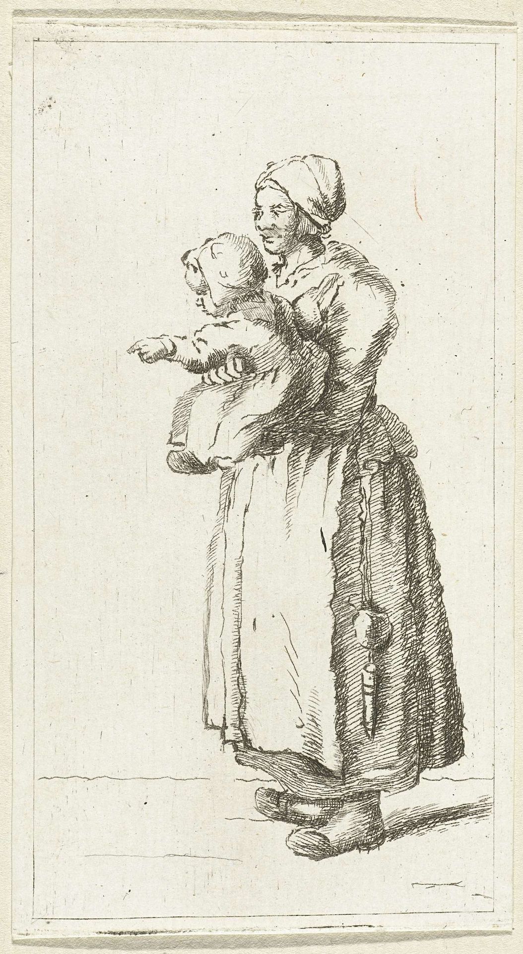Staande moeder met kind by Pieter de Mare