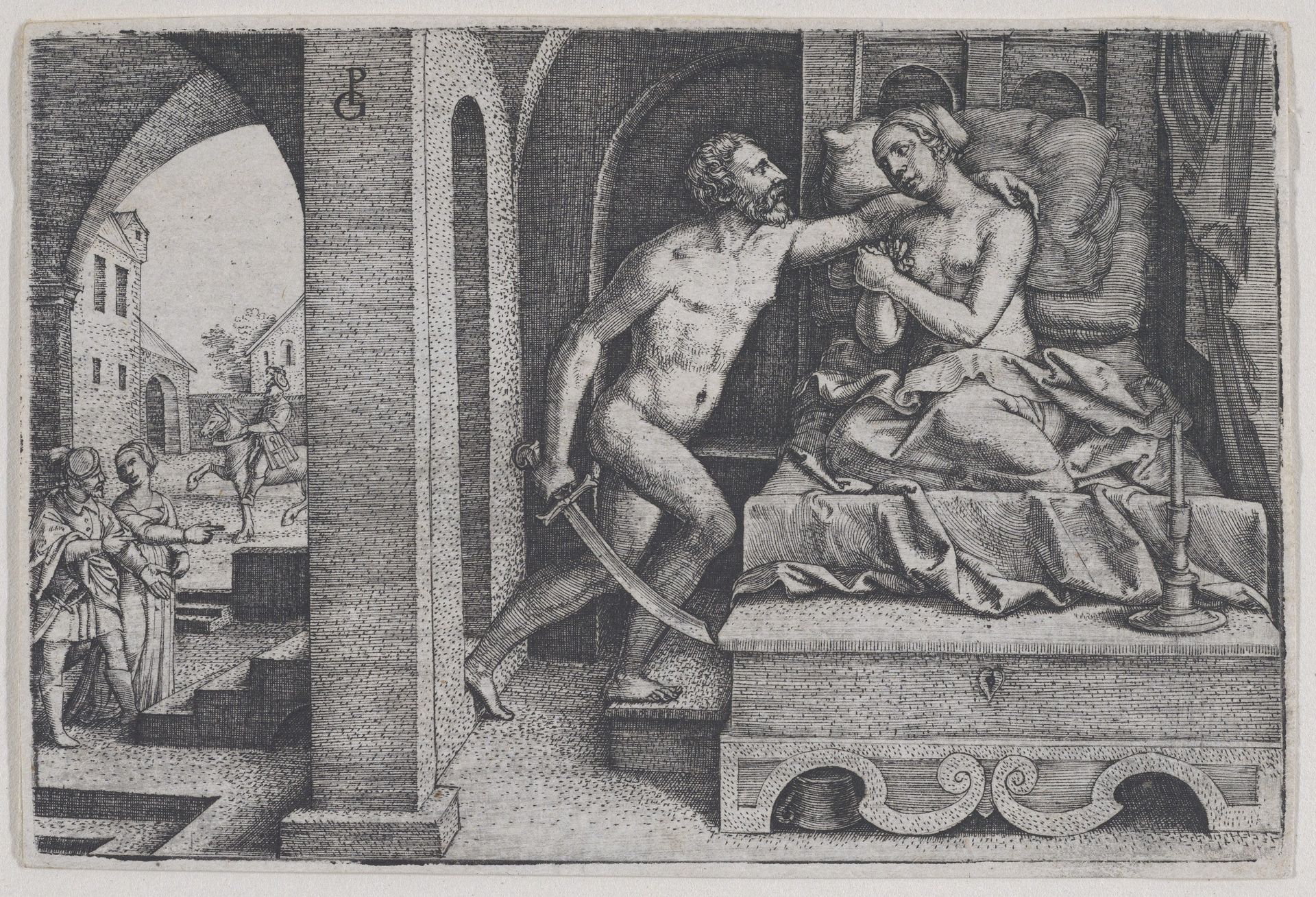 Tarquinius Rapes Lucretia, from Scenes from Roman History by Georg Pencz