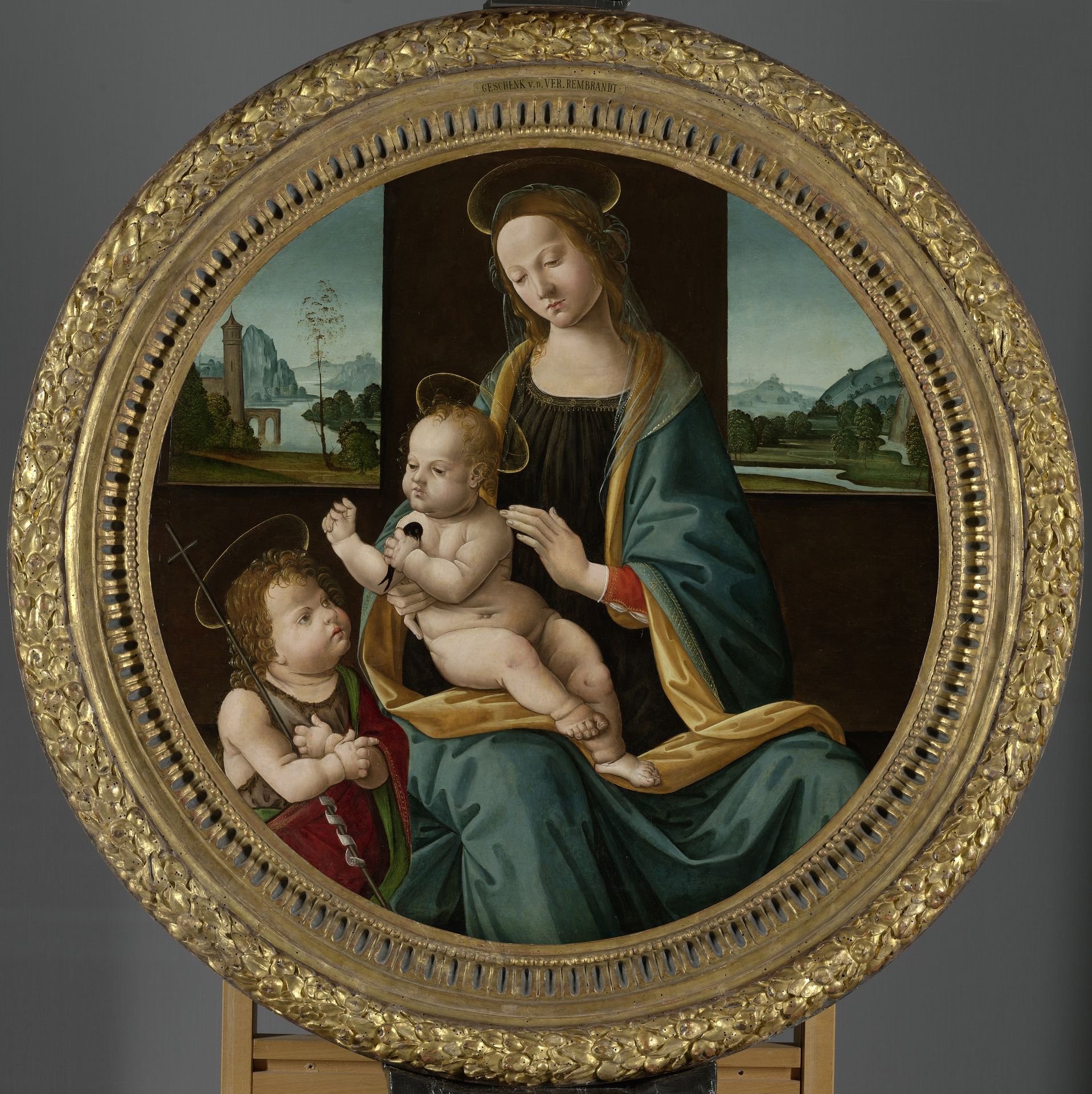 Virgin and Child with the Infant Saint John the Baptist by Meester van de Conversazione di Santo Spirito