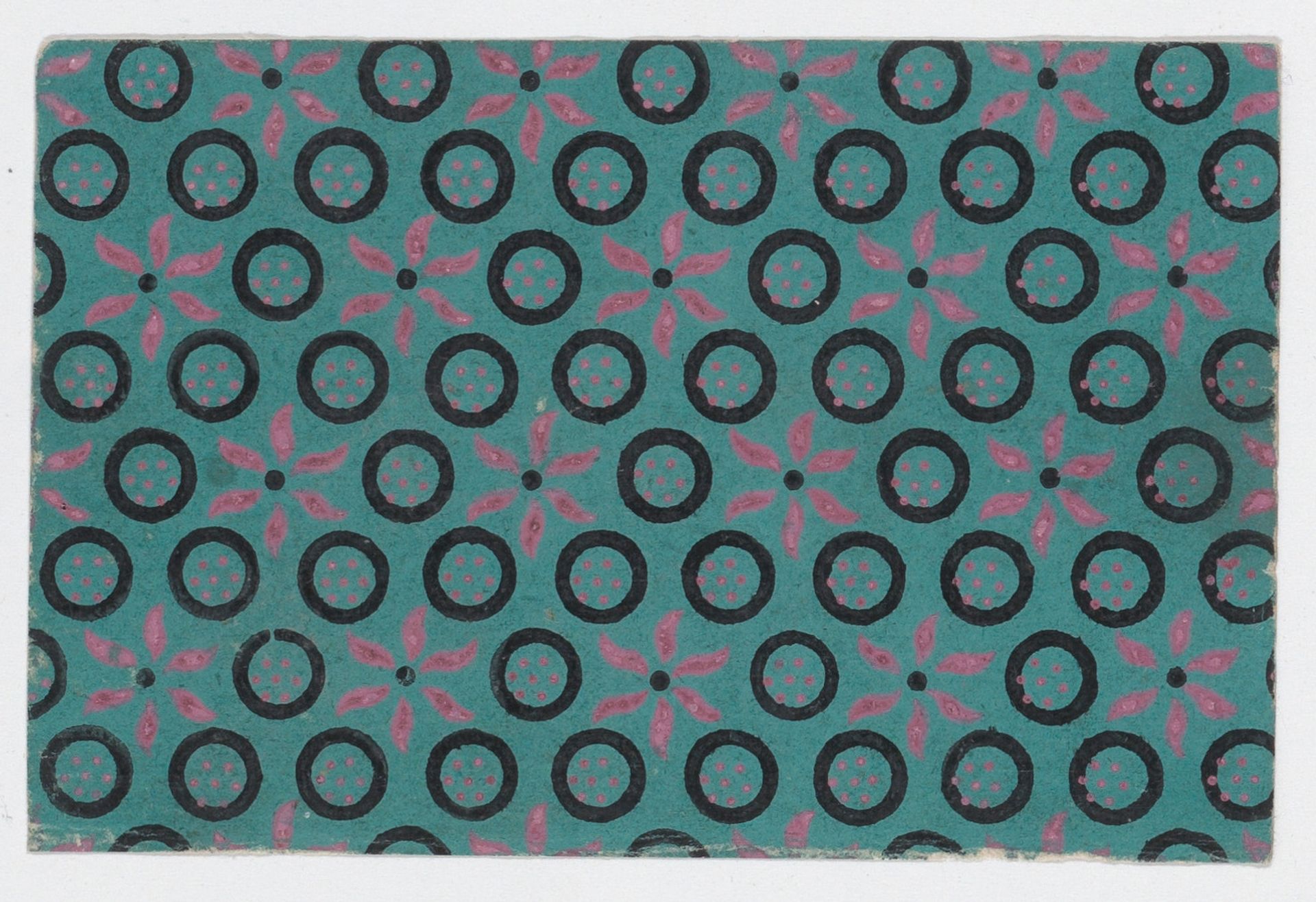 Sheet with pattern of flowers and circles by Anonymous