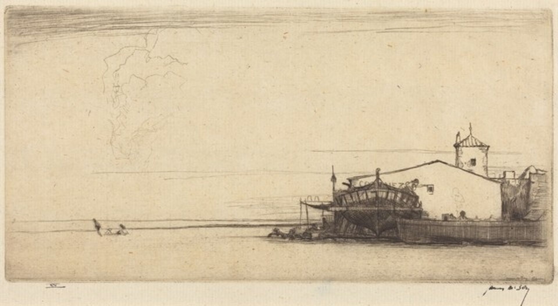 Vinaroz - Boat Building by James McBey
