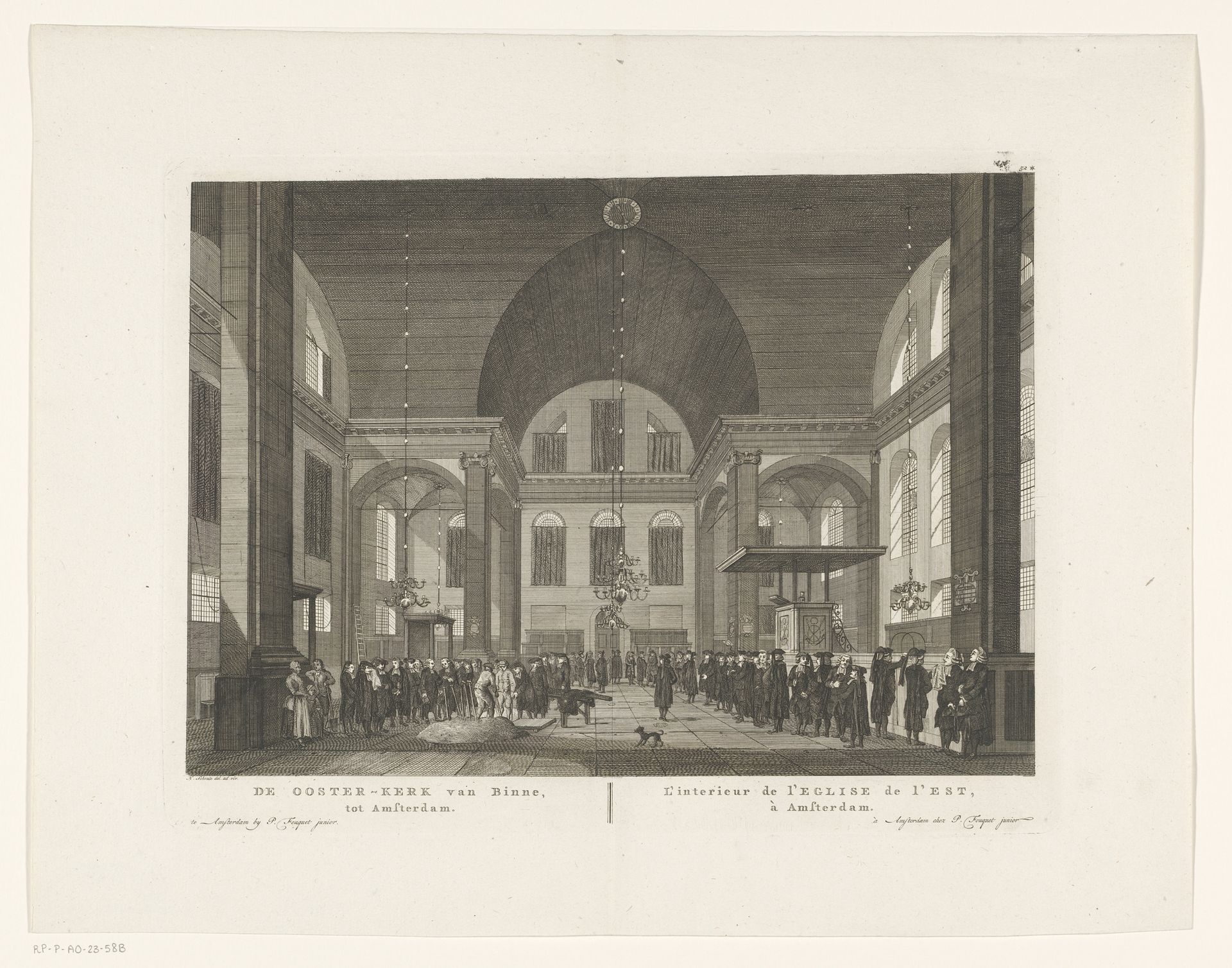 Interieur van de Oosterkerk te Amsterdam by Hermanus Petrus Schouten